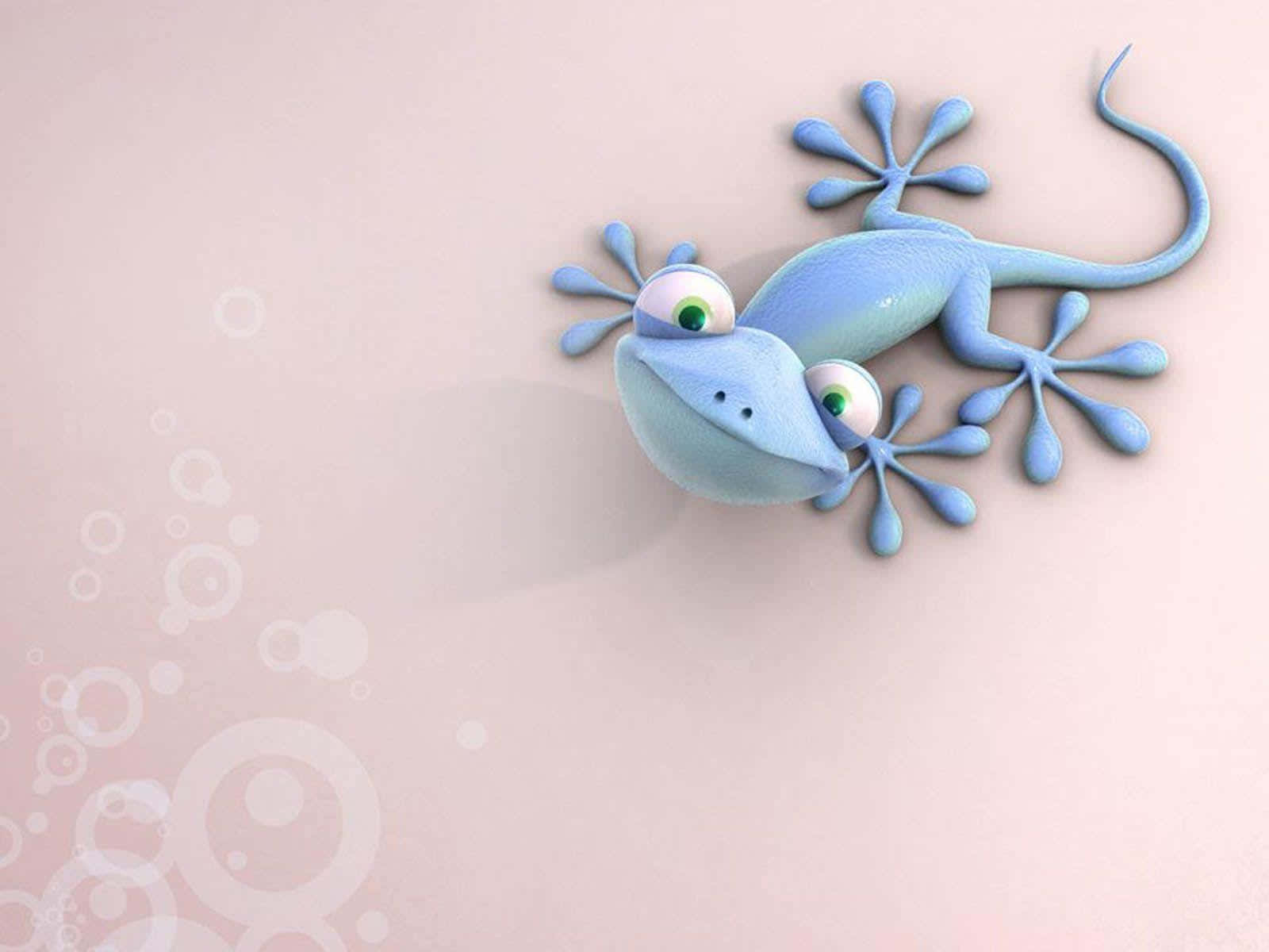 blue, 3d-rendered gecko, star-shaped feet, HD Desktop Wallpaper