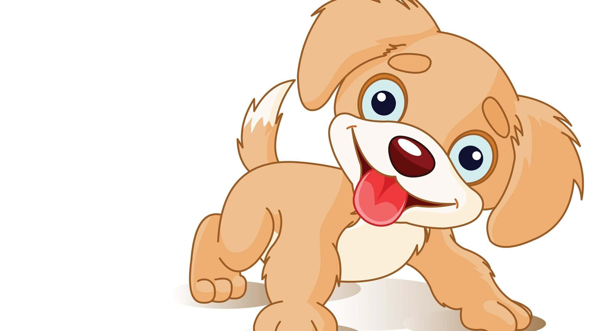 cartoon puppy, floppy ears, pink tongue, Full HD Desktop Wallpaper