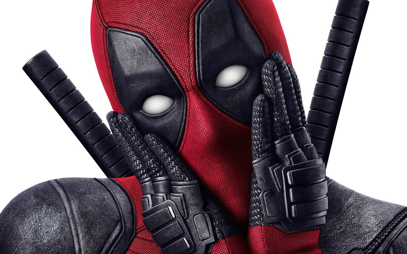 Deadpool, red and black suit, katanas, HD Desktop Wallpaper