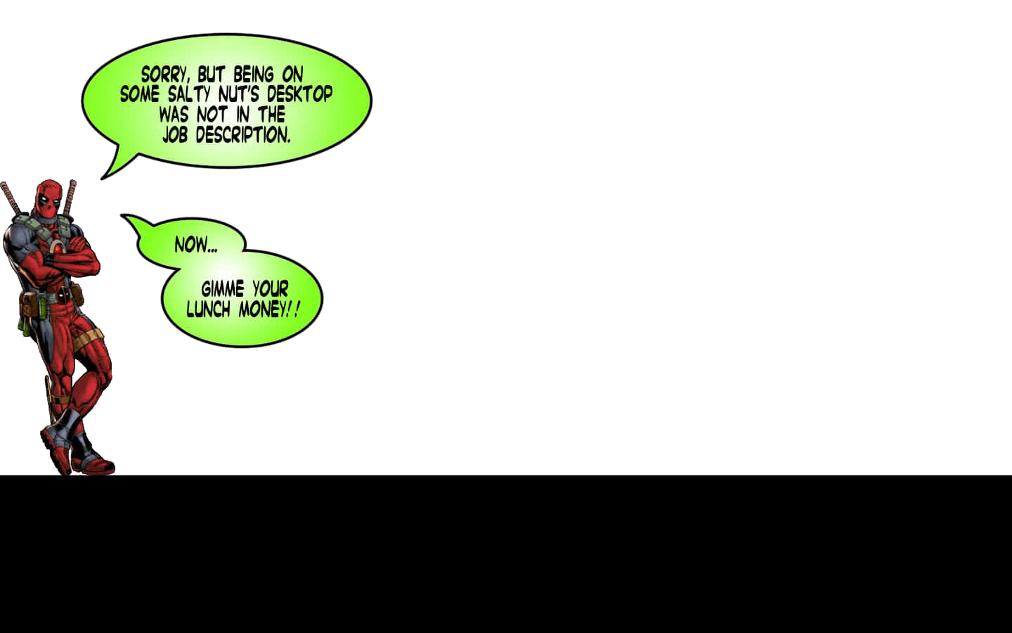 Deadpool, red suit, green speech bubbles, HD Desktop Wallpaper
