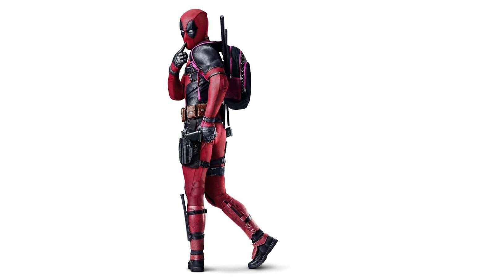 Deadpool, red and black suit, white background, HD Desktop Wallpaper