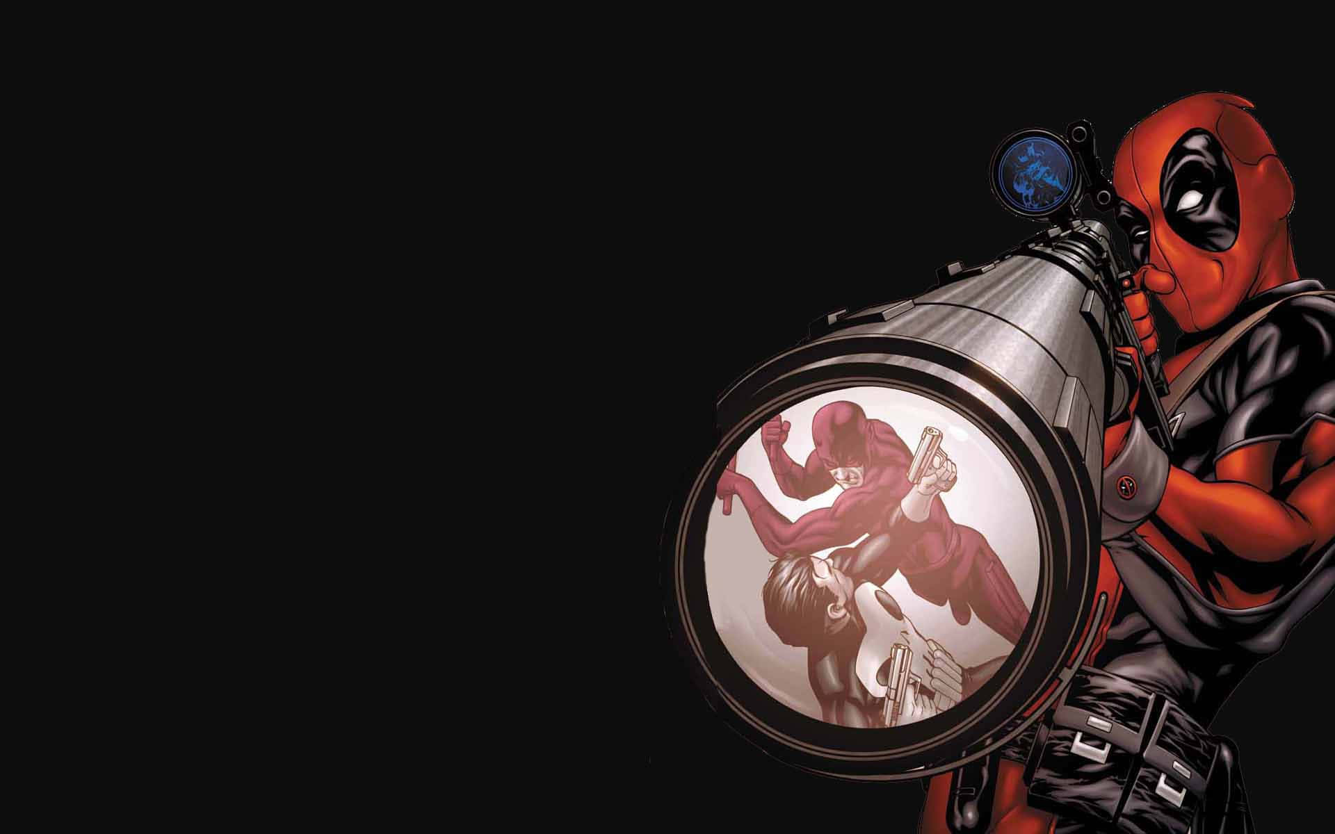 Deadpool, large scope, man with guns, Full HD Desktop Wallpaper