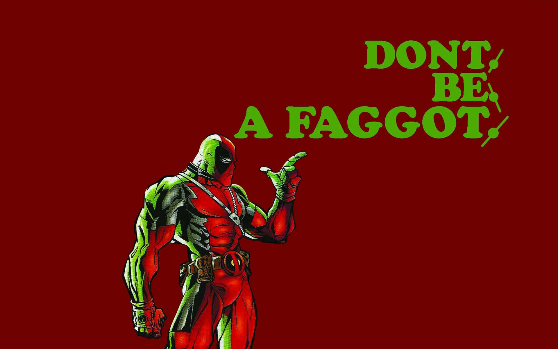 Deadpool, red and green suit, bold green text, Full HD Desktop Wallpaper
