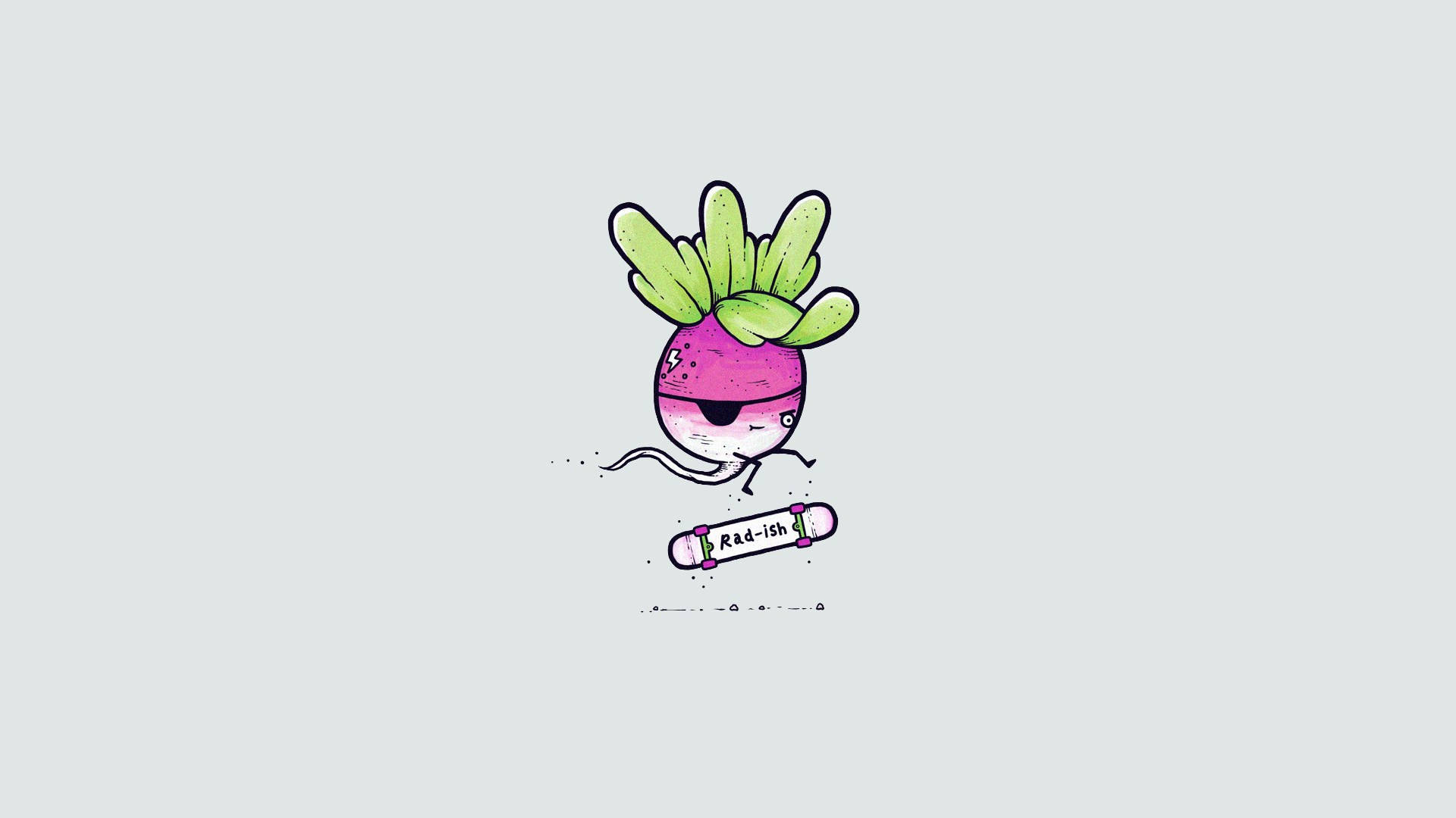 radish, green leaves, skateboard, Full HD Desktop Wallpaper