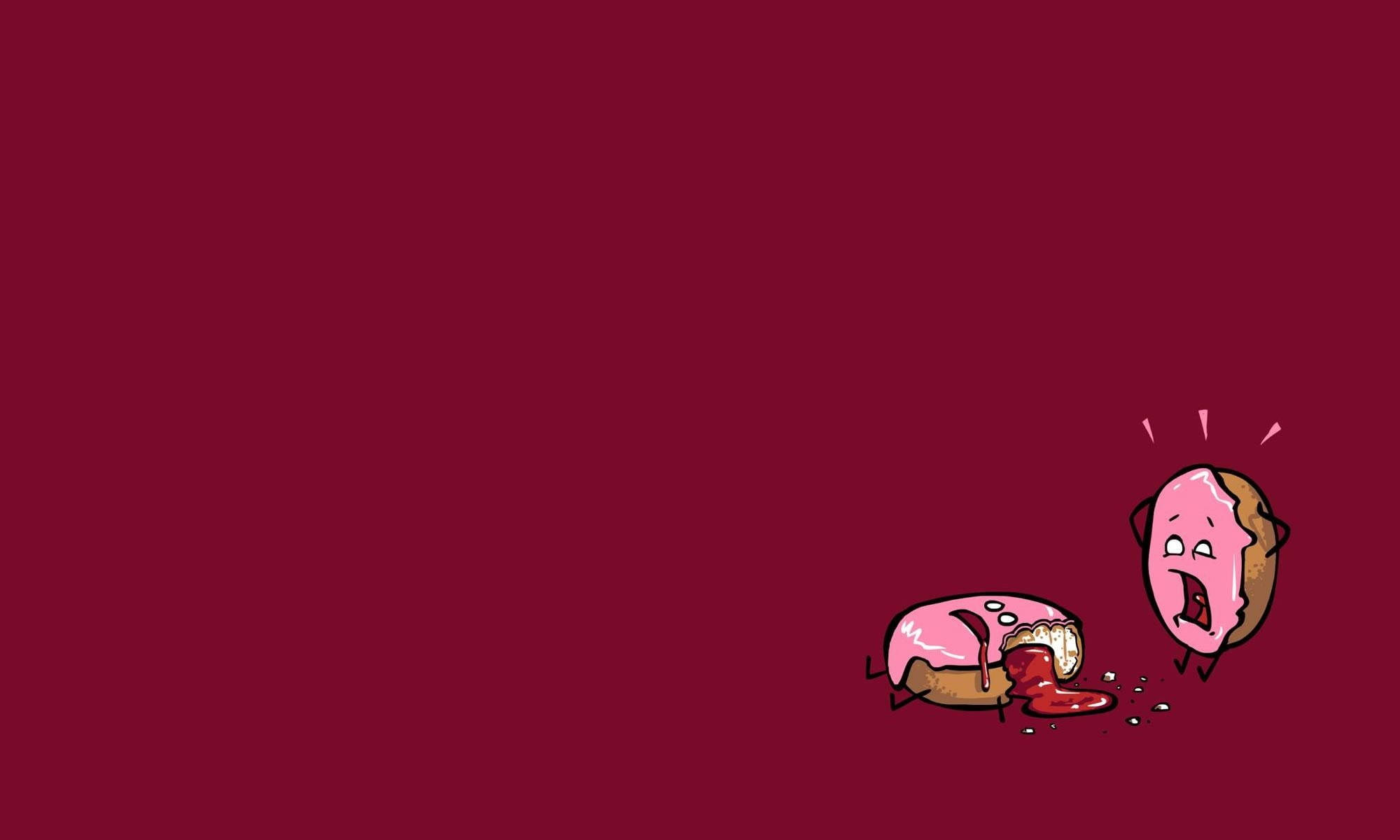 Donut Funny Desktop, pink frosting, broken donut, Full HD Desktop Wallpaper