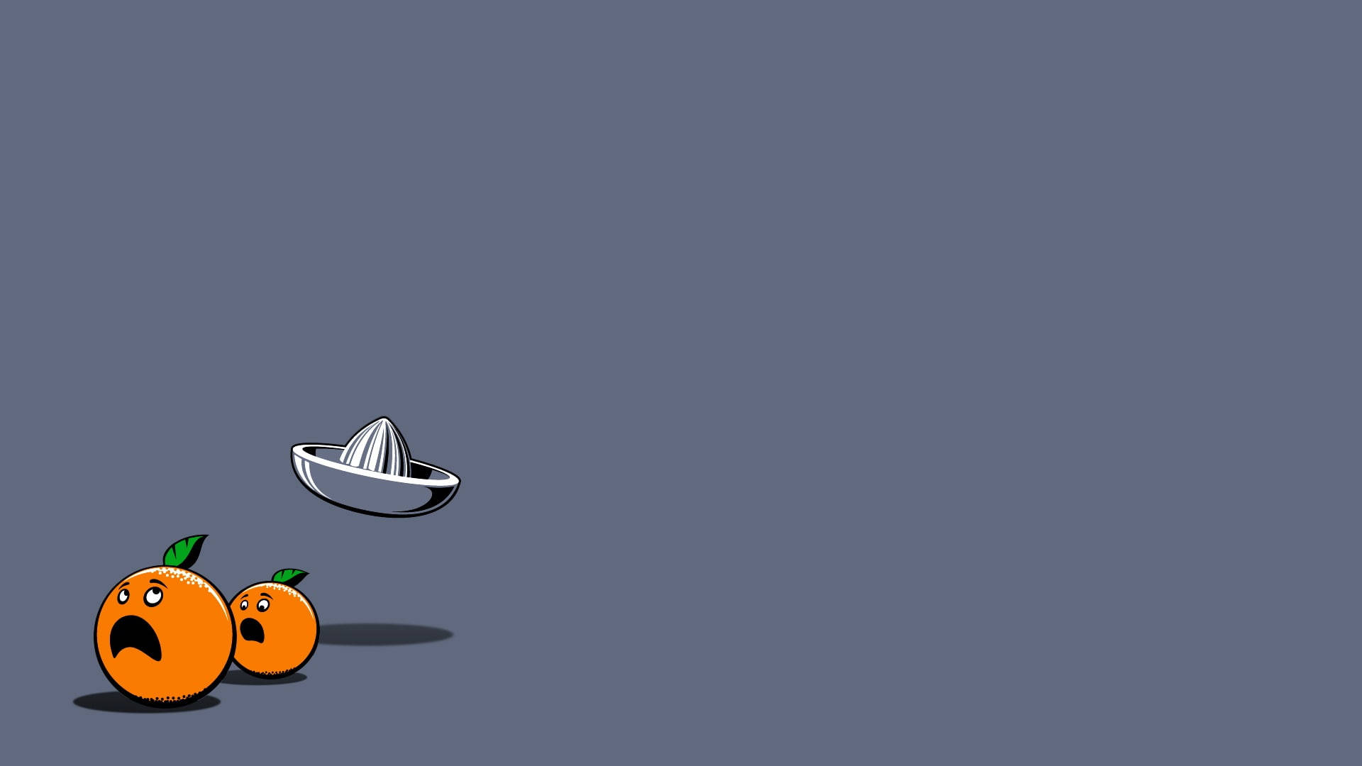 Funny Desktop Oranges, cartoon oranges, scared faces, Full HD Desktop Wallpaper