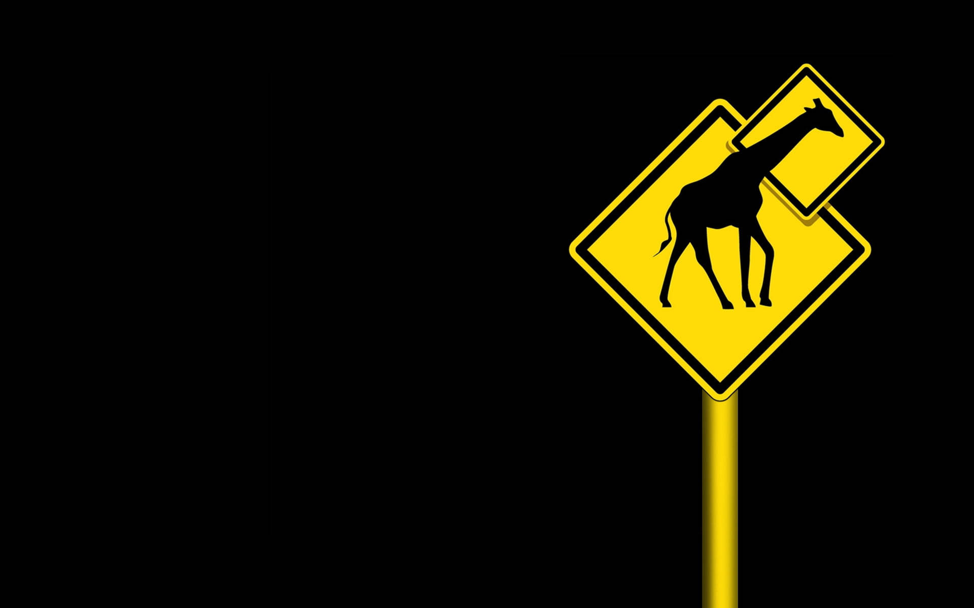 Funny Desktop, giraffe, yellow diamond road sign, Full HD Desktop Wallpaper