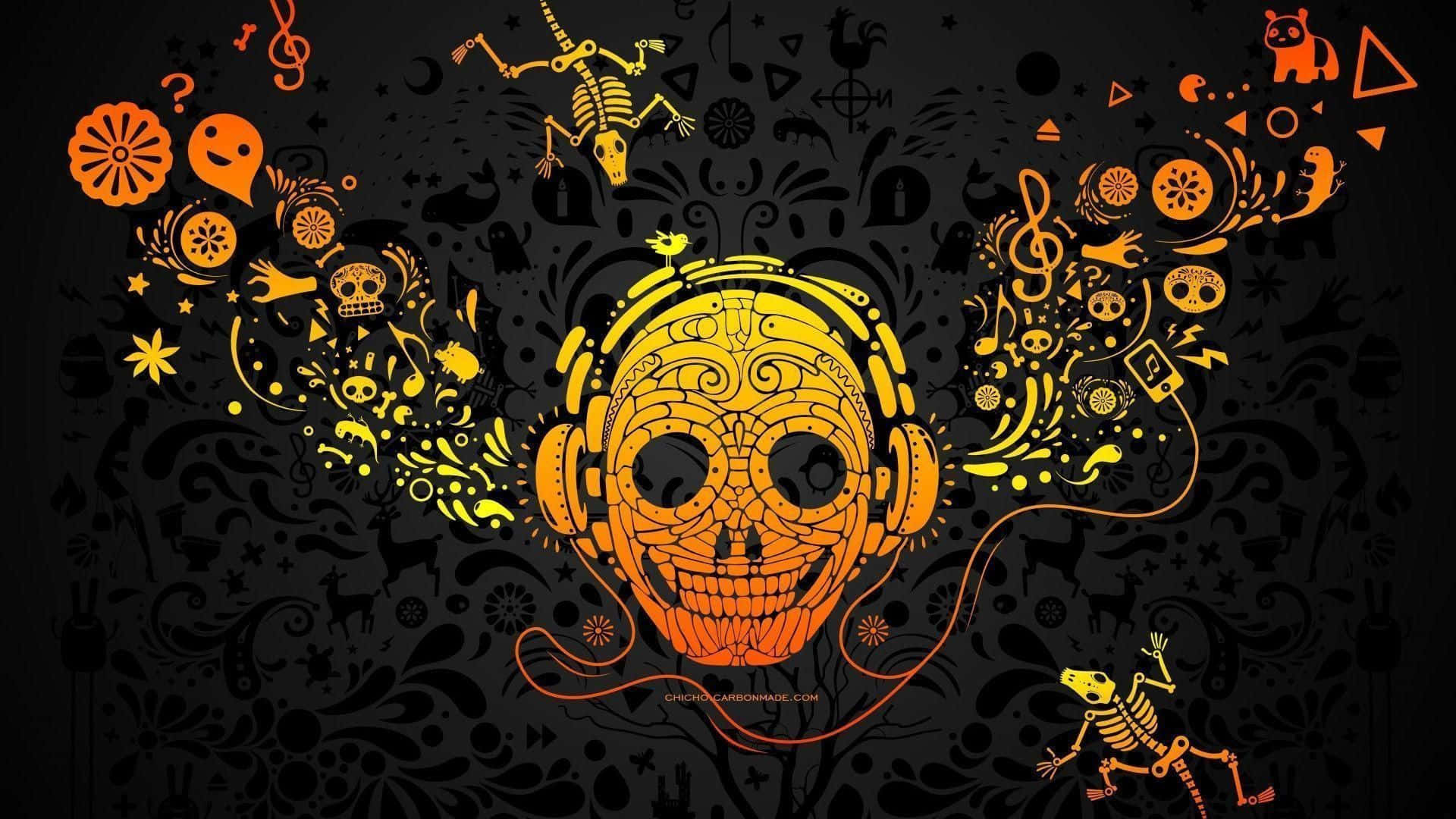 crazy desktop, 1920 x 1080, vibrant orange sugar skull, Full HD Desktop Wallpaper