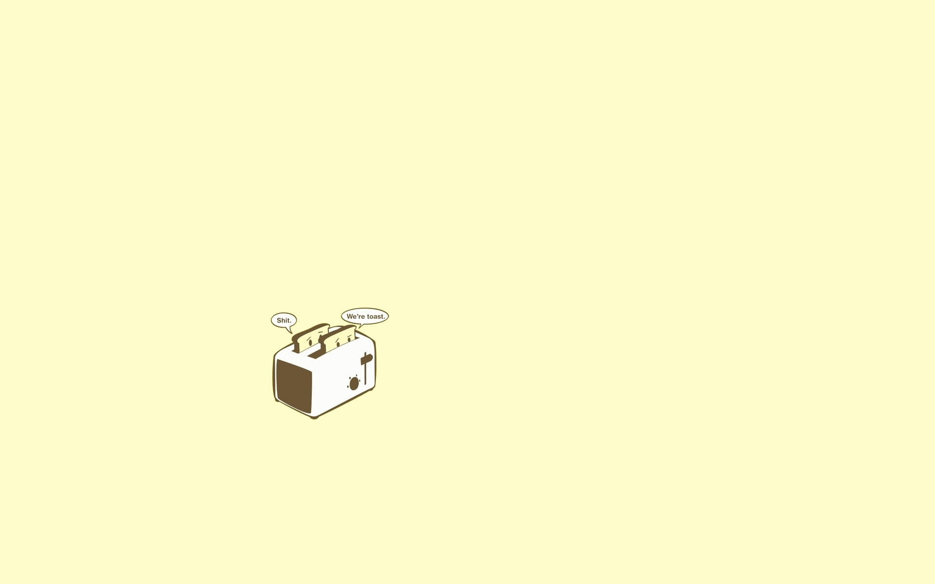 Funny Desktop Toast, minimalist cartoon toaster, toast popping out, Full HD Desktop Wallpaper
