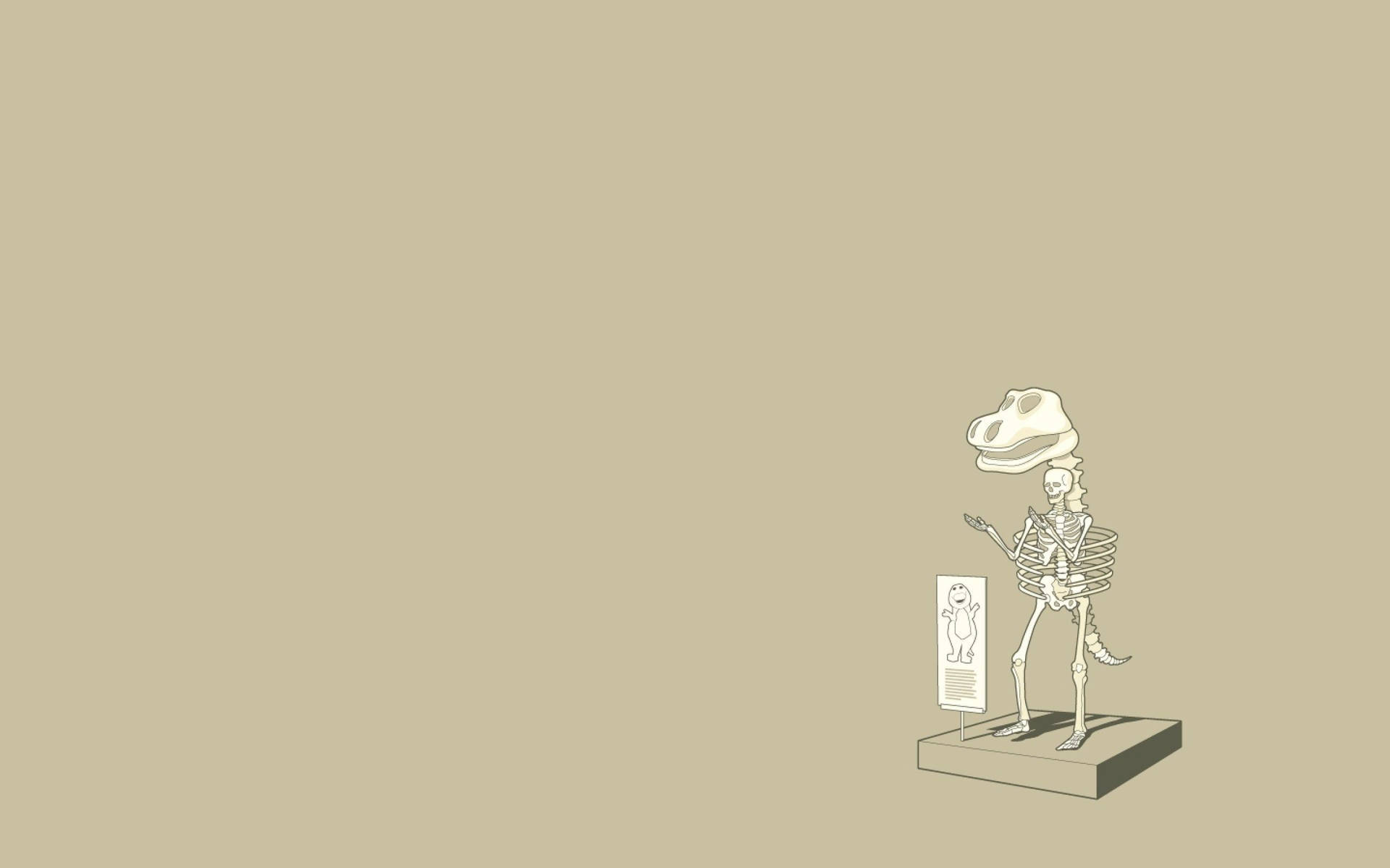 Funny Dinosaur, minimalist line-art, dinosaur skeleton exhibit, Full HD Desktop Wallpaper