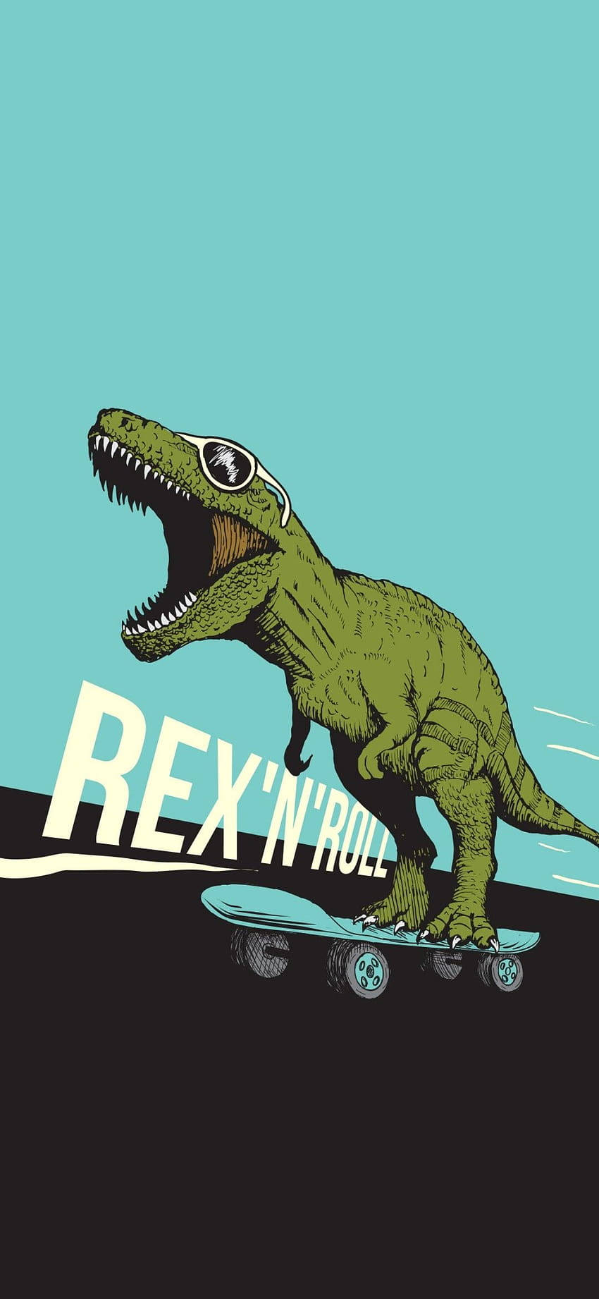 green T rex, sunglasses, teal skateboard, HD Phone Wallpaper