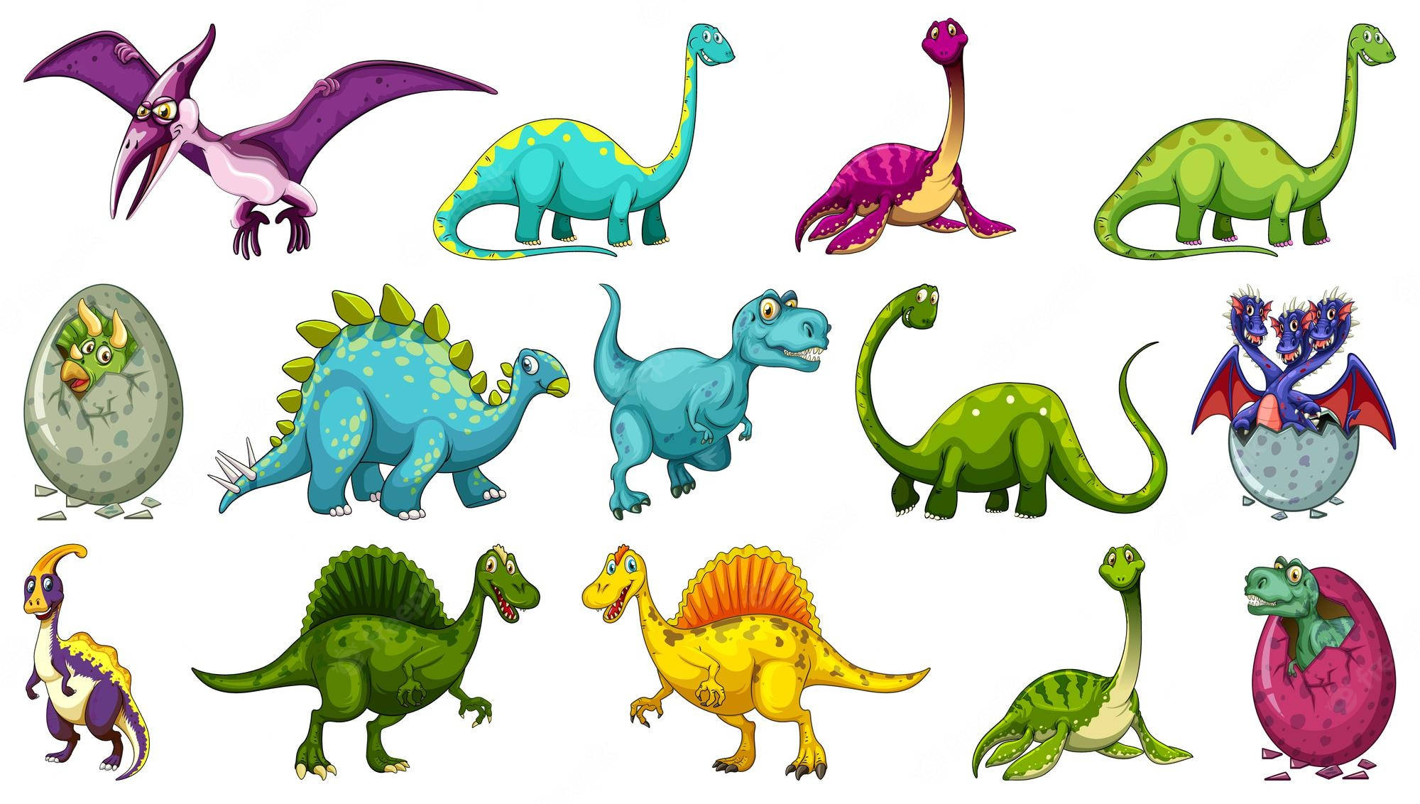 funny dinosaur, cartoon collection, dinosaurs, Full HD Desktop Wallpaper