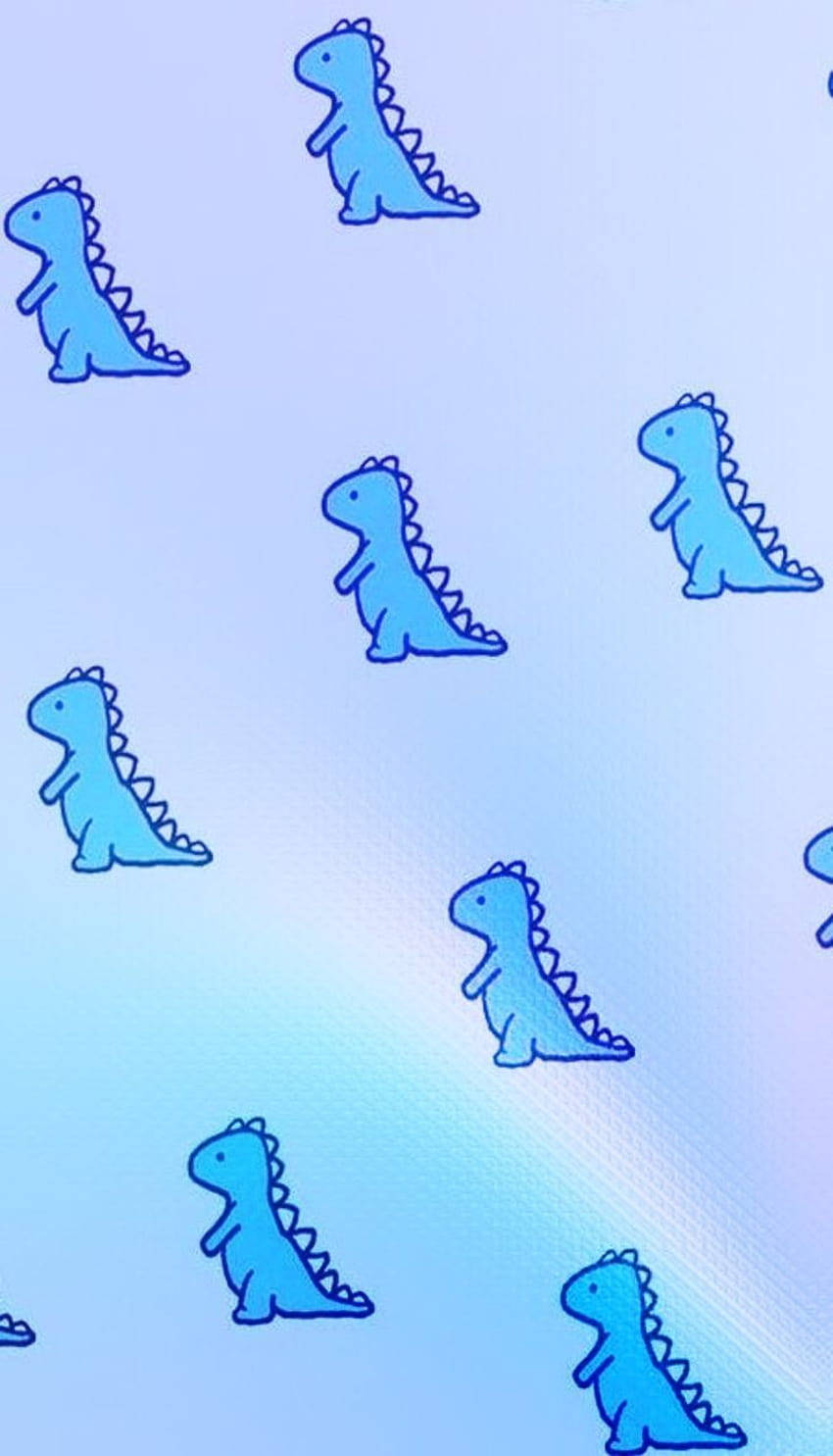 funny dinosaur, blue cartoon dinosaurs, spiky backs, HD Phone Wallpaper