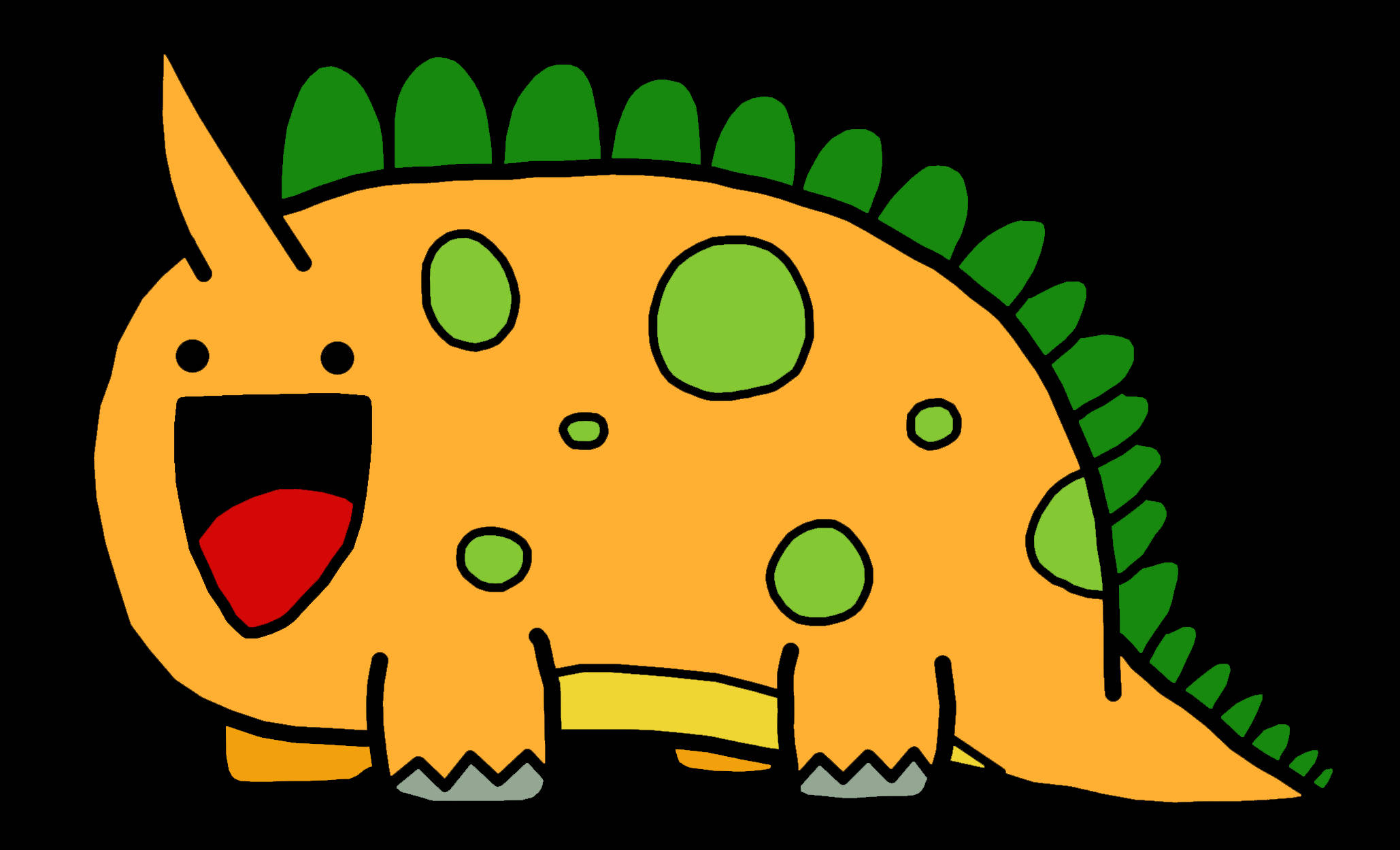 funny dinosaur, triceratops, green spots, Full HD Desktop Wallpaper