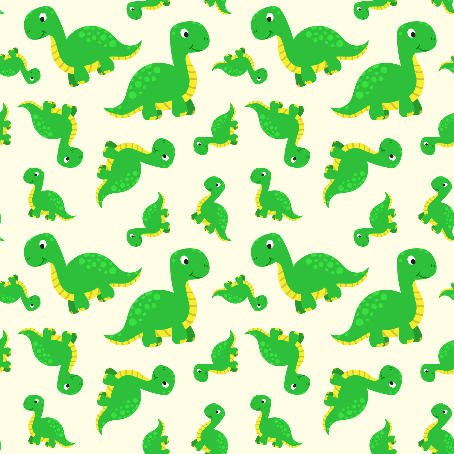 Funny Dinosaur, green cartoon dinosaurs, yellow underbellies, Full HD Desktop Wallpaper