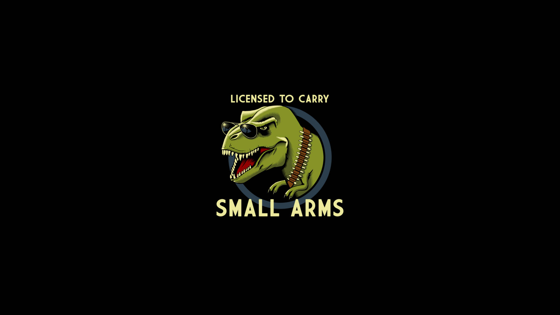 green cartoon T-Rex, sunglasses, bandolier, Full HD Desktop Wallpaper