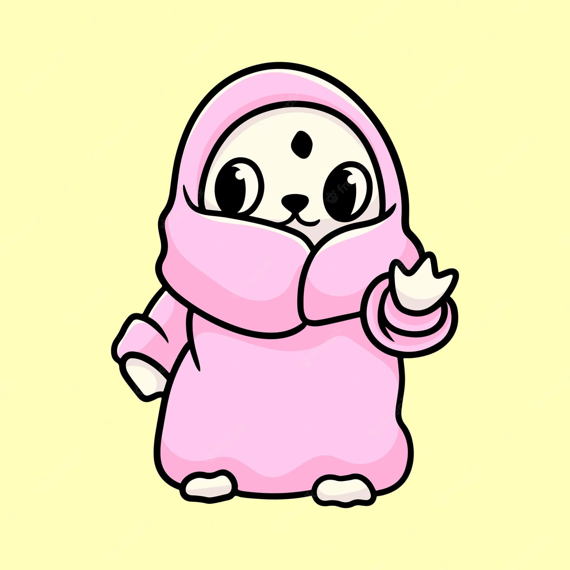 tiny cartoon mascot, funny discord pfp, pink hijab, Full HD Desktop Wallpaper