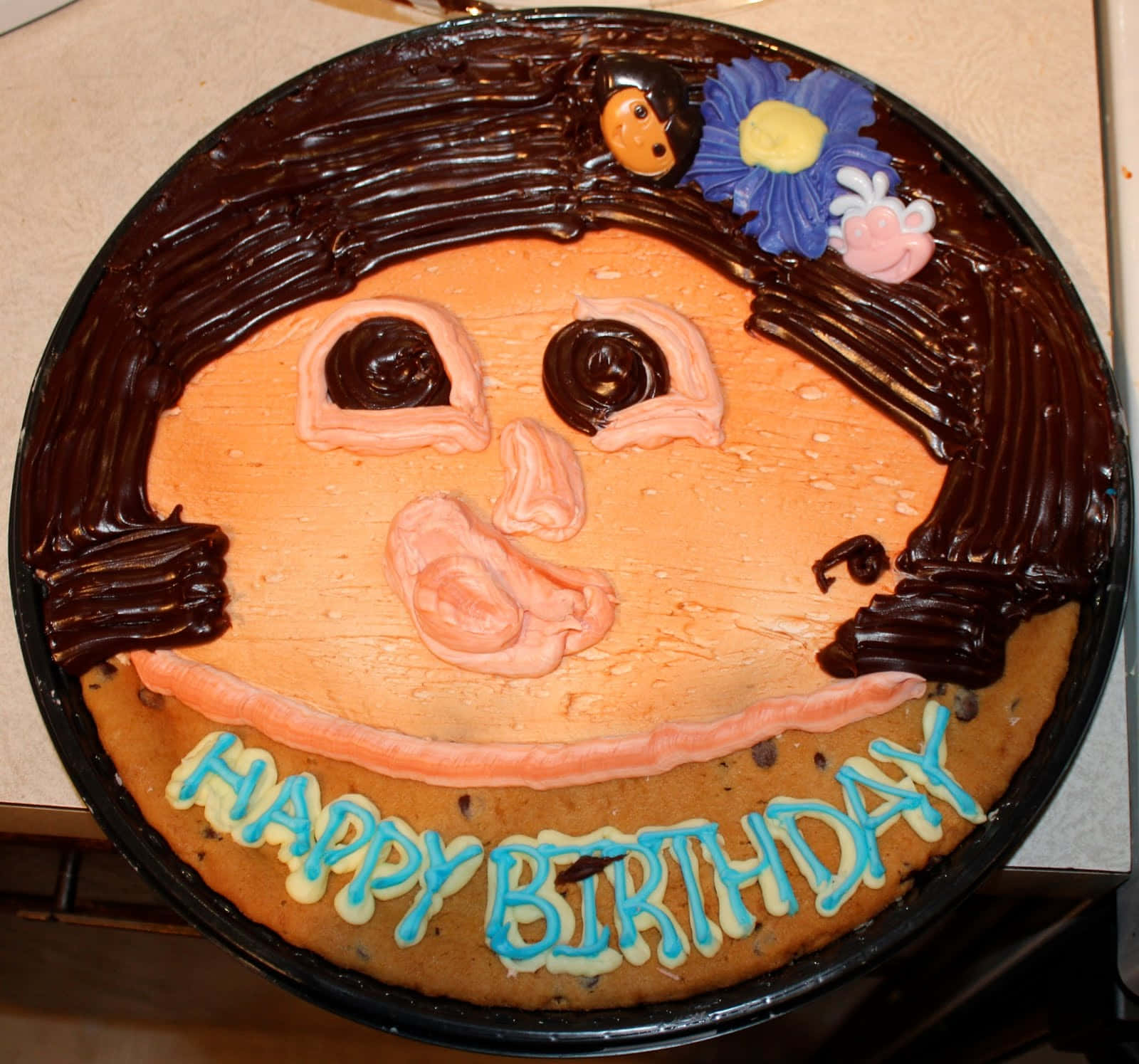 Funny Dora, cookie cake, chocolate frosting hair, HD Desktop Wallpaper