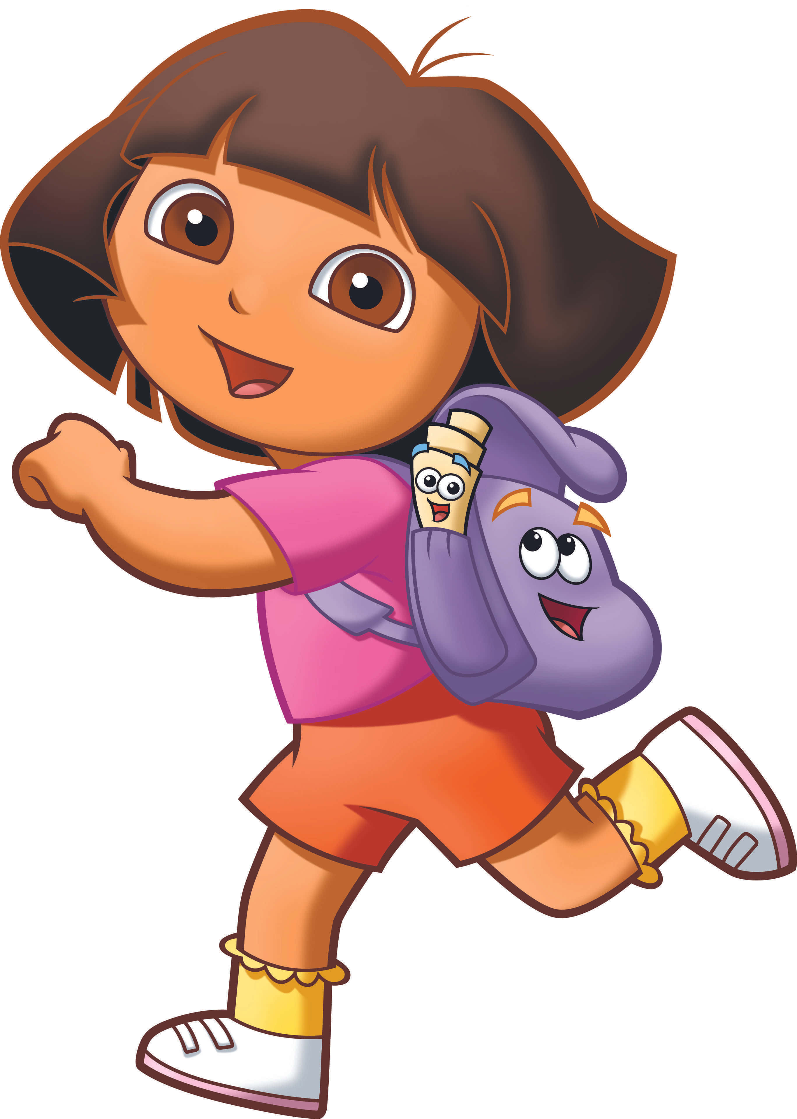 Funny Dora, cartoon girl, brown hair, 4K Phone Wallpaper