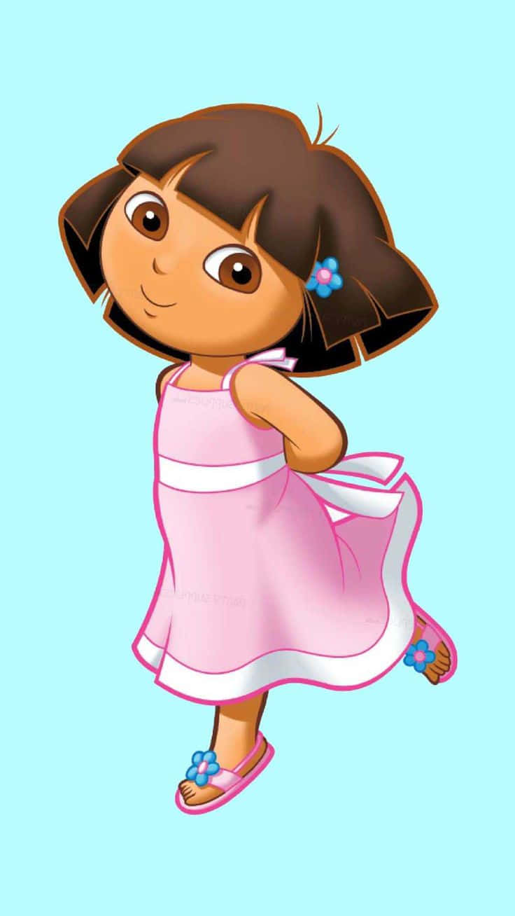 Funny Dora, brown hair, pink dress, HD Phone Wallpaper