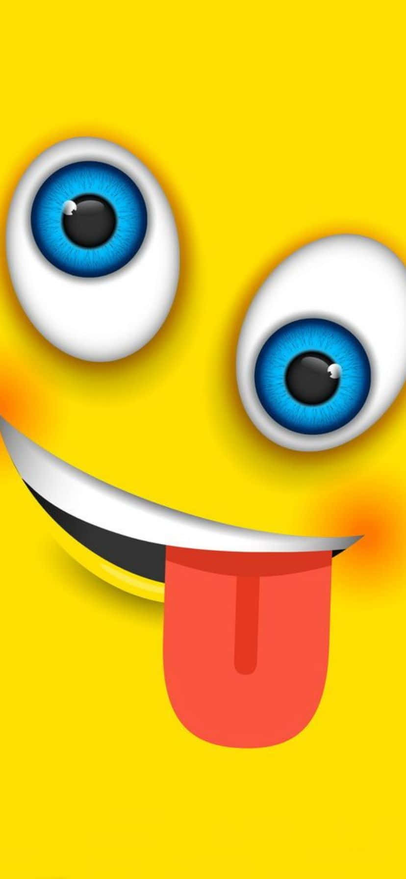 Goofy Tongue Out Emoji, bright yellow emoji, blue eyes, HD Phone Wallpaper