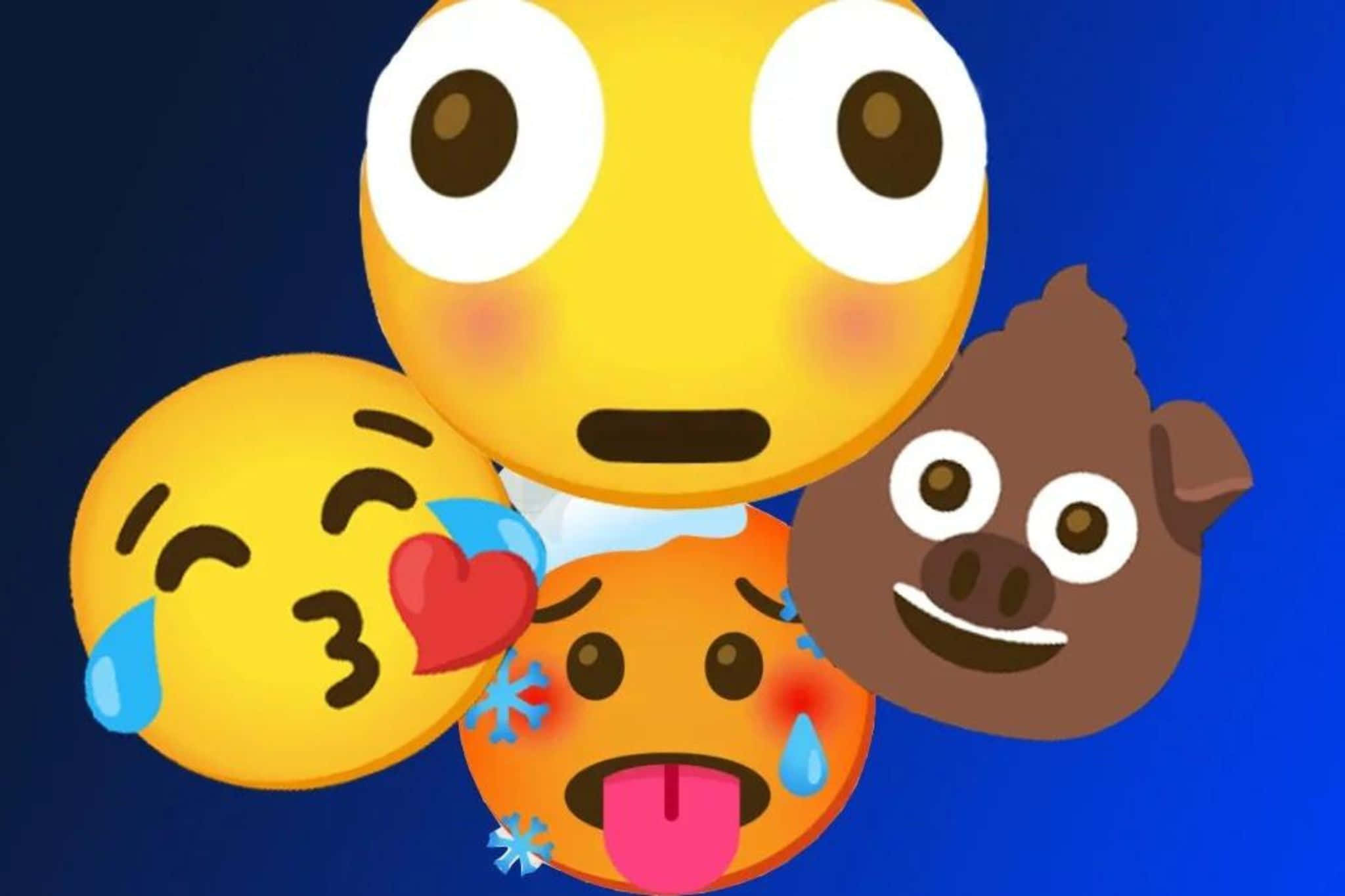 crying face emoji, kissing heart emoji, surprised face emoji, Full HD Desktop Wallpaper