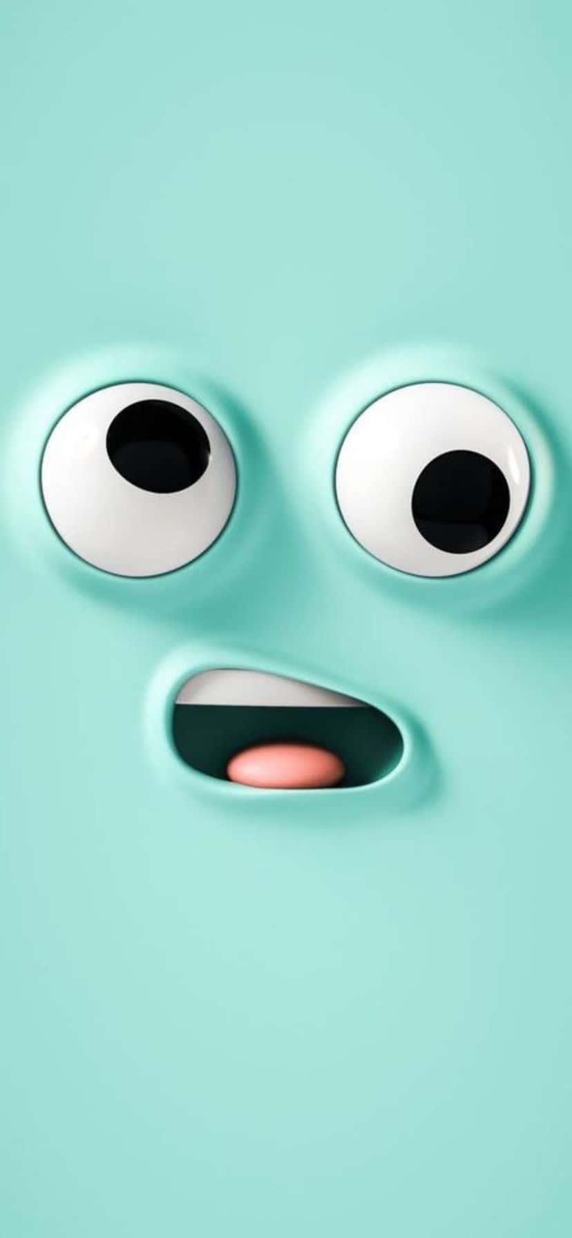 surprised face emoji, mint green, cartoon character, HD Phone Wallpaper