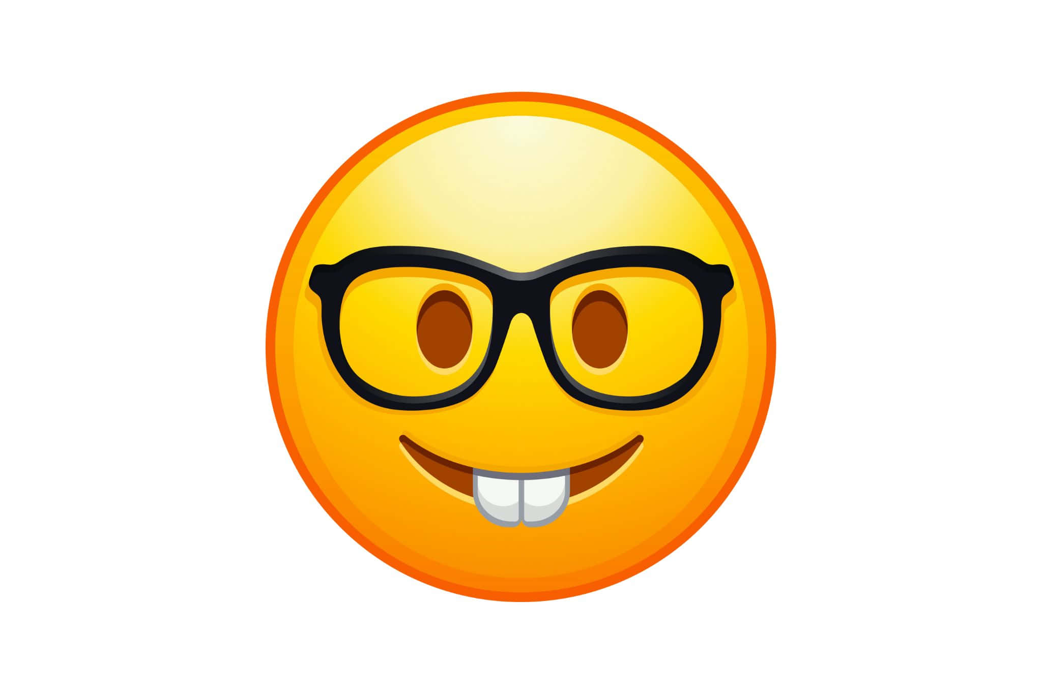 Nerdy Smiling Emojiwith Glasses, yellow emoji face, black-rimmed glasses, Full HD Desktop Wallpaper