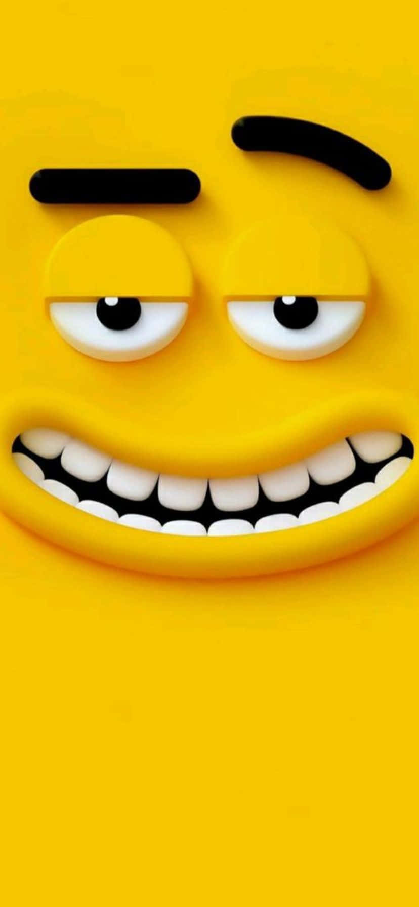 Mischievous Smiling Emoji, 3D yellow emoji, one eyebrow raised, HD Phone Wallpaper