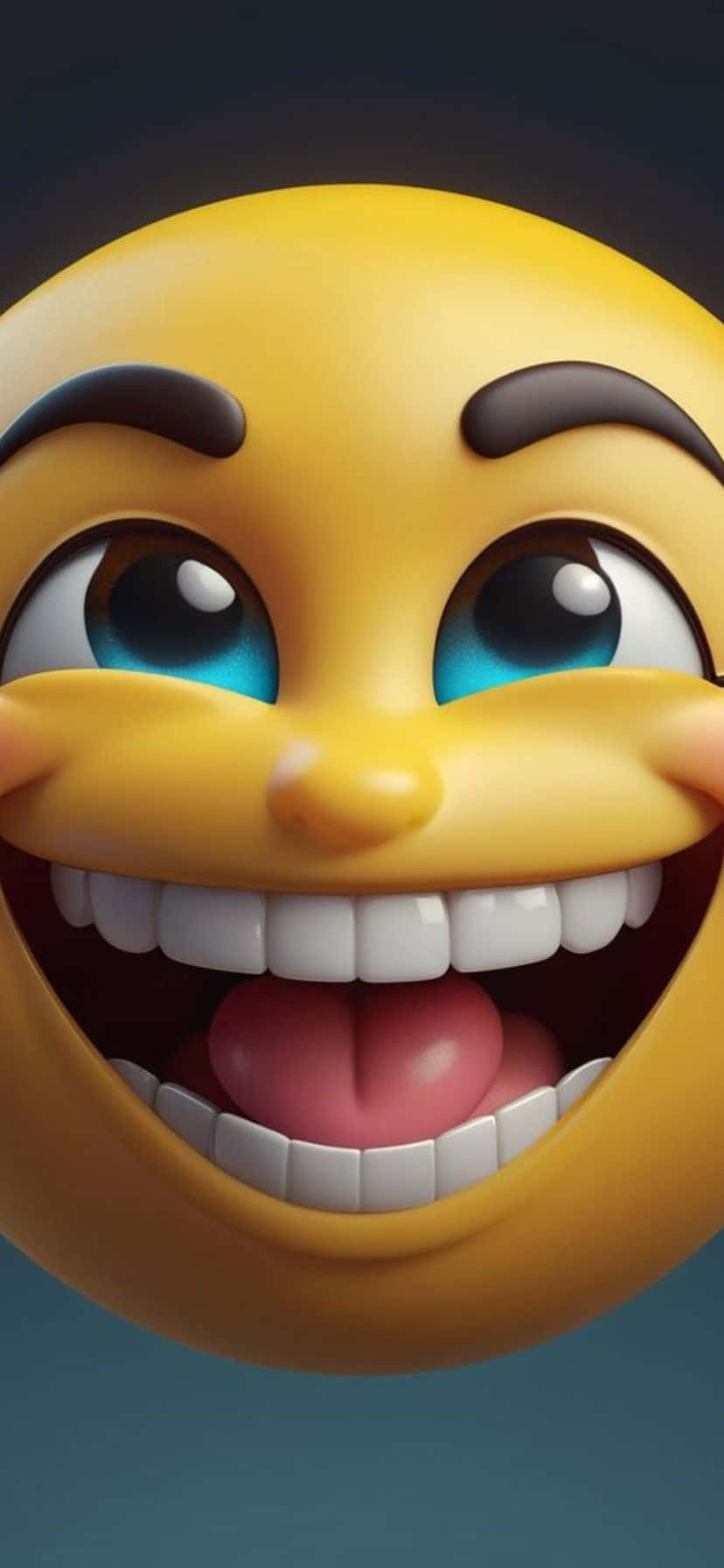 Grinning Face Emoji, yellow, blue eyes, HD Phone Wallpaper