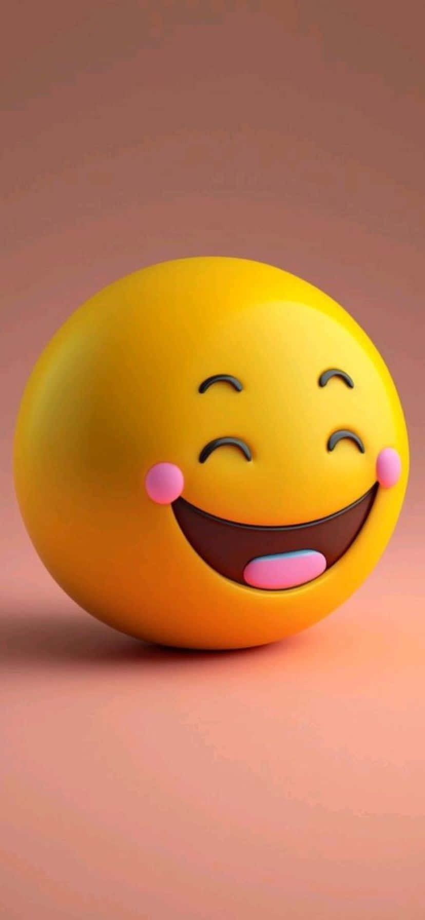 Laughing Emoji3 D Model, glossy yellow, rosy cheeks, HD Phone Wallpaper