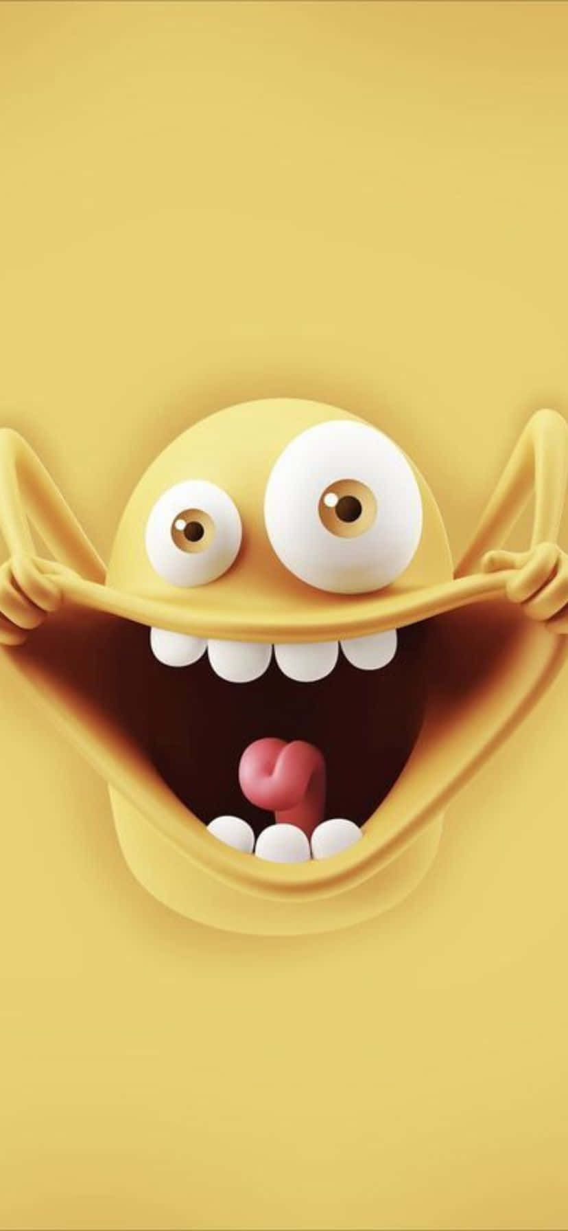 funny yellow emoji, stretched mouth, 3d cartoon monster, HD Phone Wallpaper
