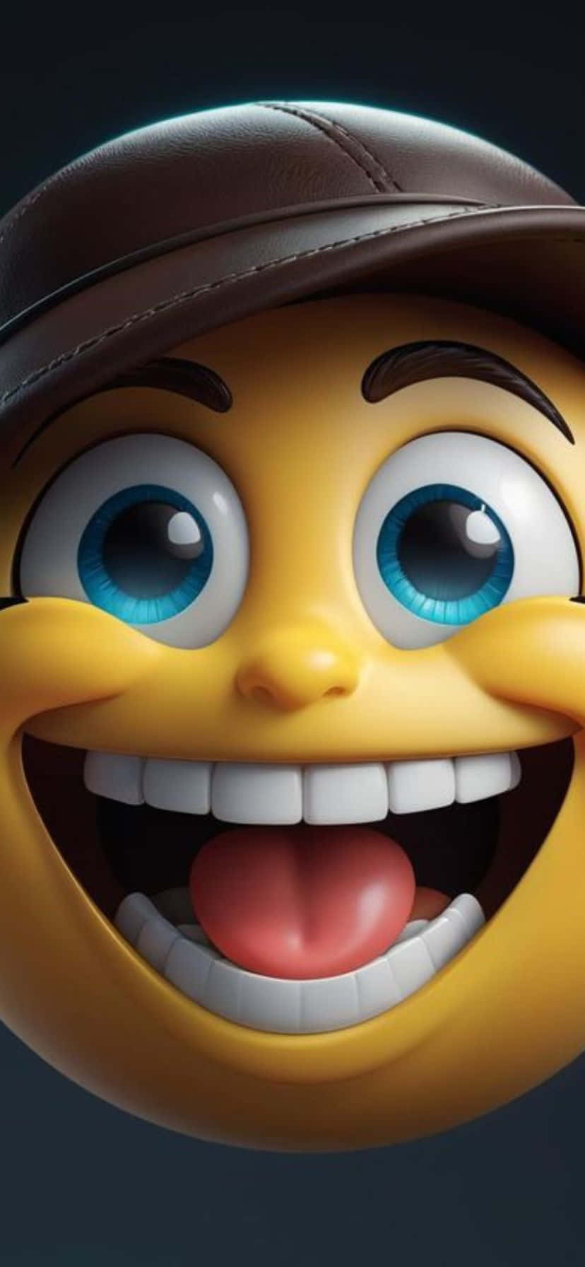 Smiling Emoji, yellow emoji, blue eyes, HD Phone Wallpaper