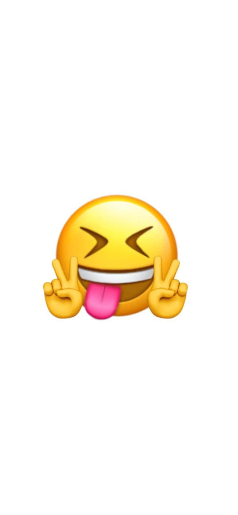 Squinting Face with Tongue and Peace Sign Emoji, bright yellow, winking eyes, HD Phone Wallpaper