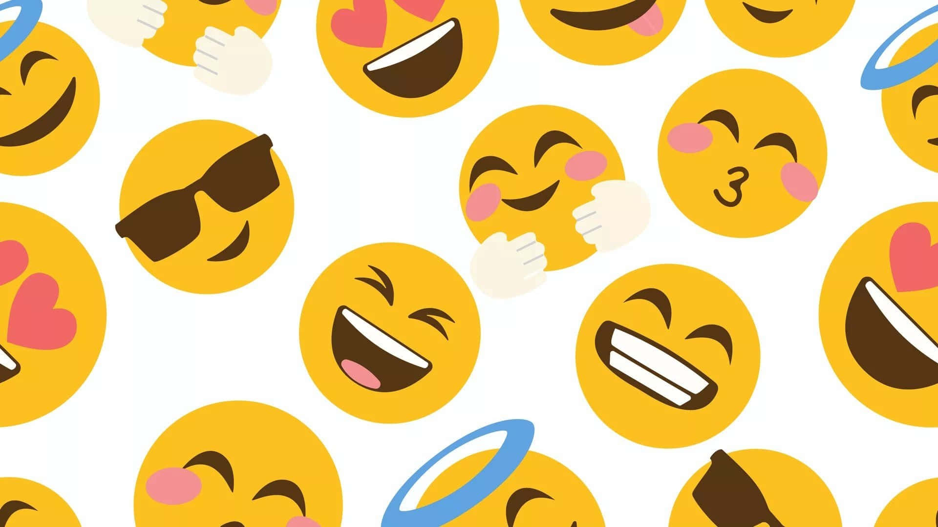 cheerful yellow emojis, laughing, winking, Full HD Desktop Wallpaper