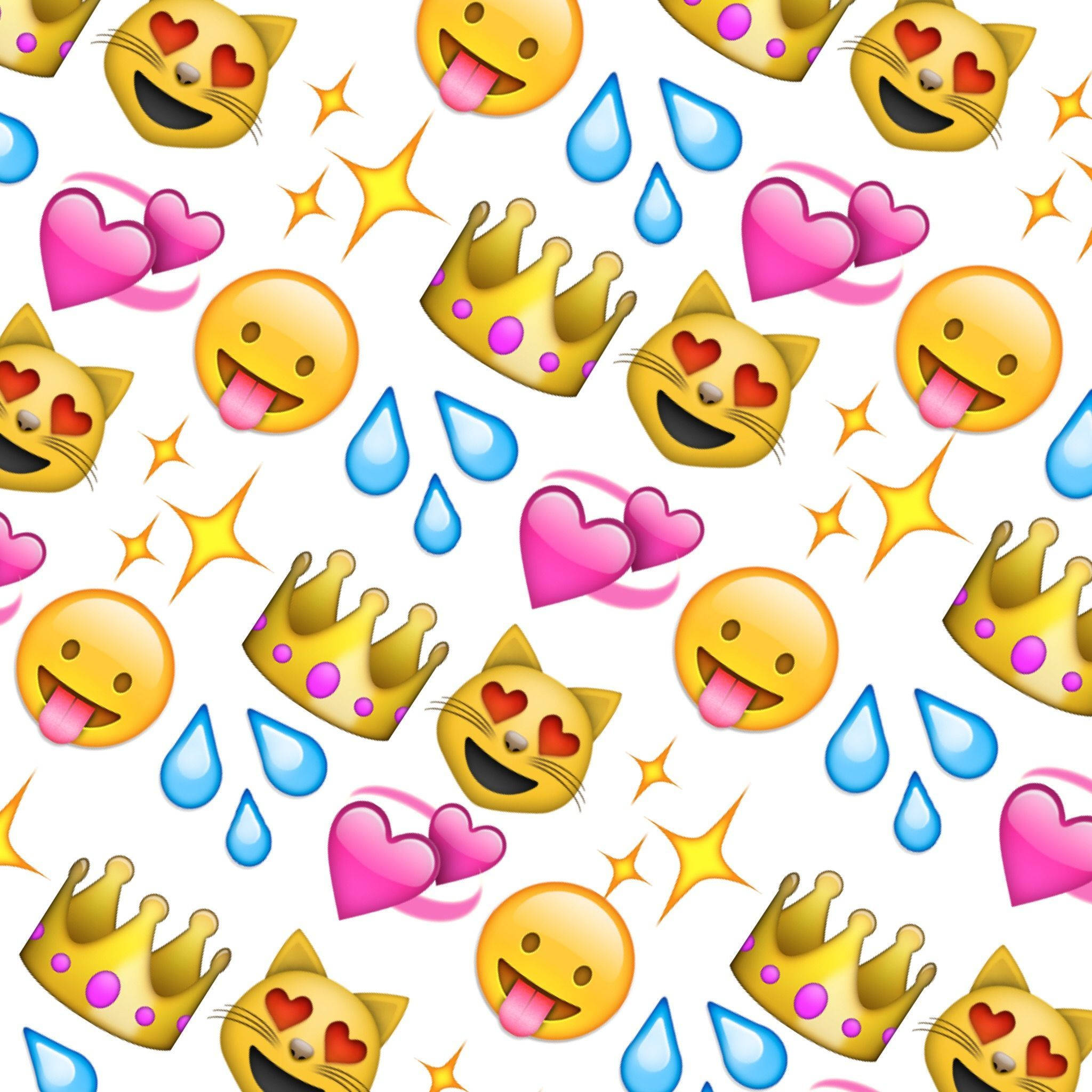 teasingly naughty emoji, cat faces, hearts, Full HD Desktop Wallpaper