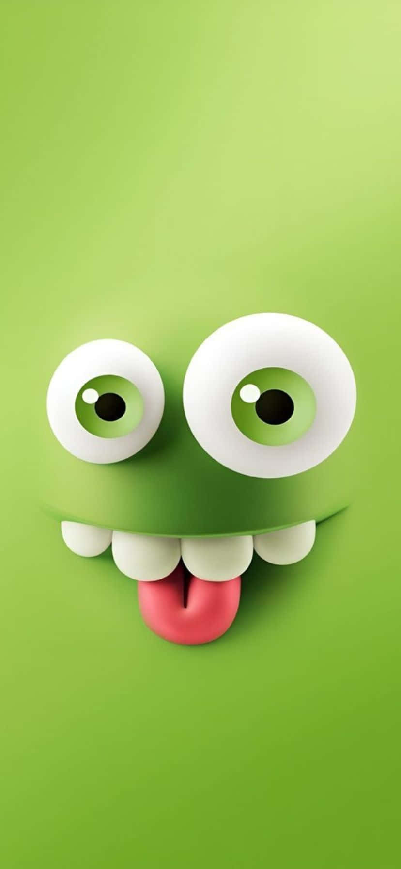 Goofy Face Emoji, green background, cartoon monster, HD Phone Wallpaper