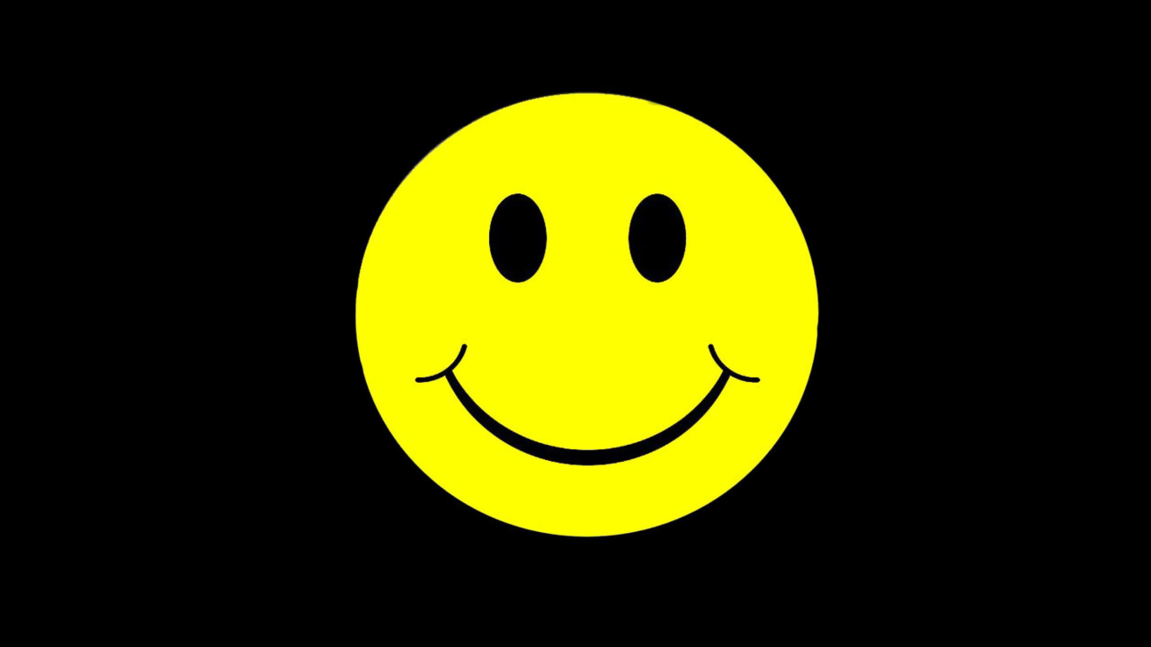 yellow smiley face, black eyes, curved mouth, 4K Desktop Wallpaper