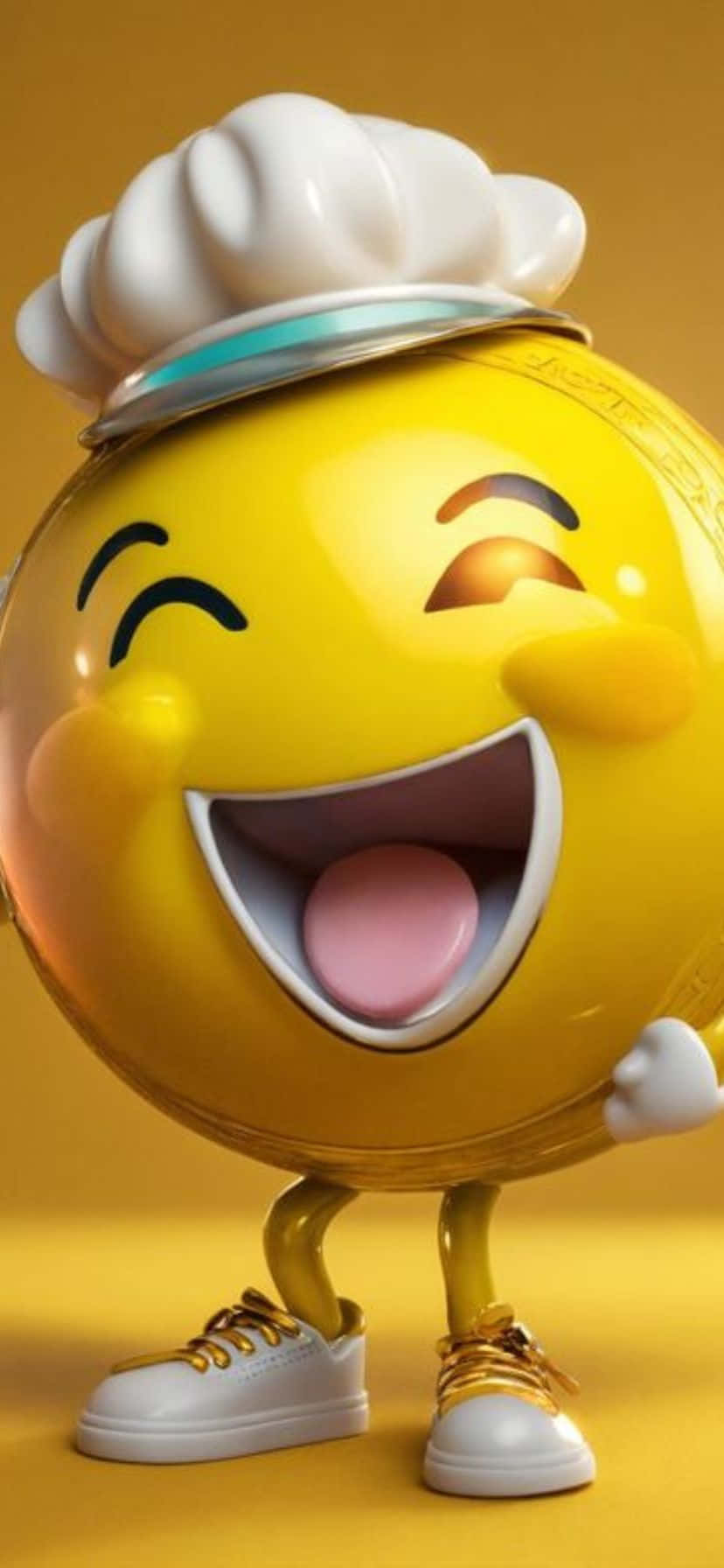 Laughing Chef Emoji3 D Character, yellow emoji chef, white toque, HD Phone Wallpaper