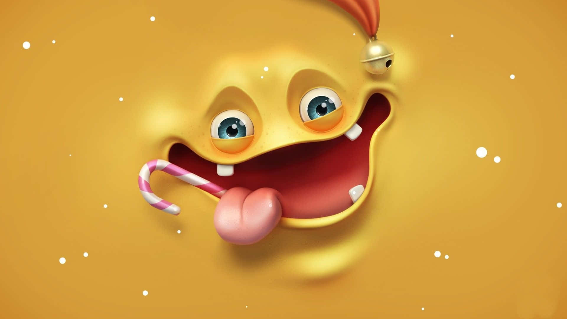 cartoon face, candy cane, Santa hat, Full HD Desktop Wallpaper