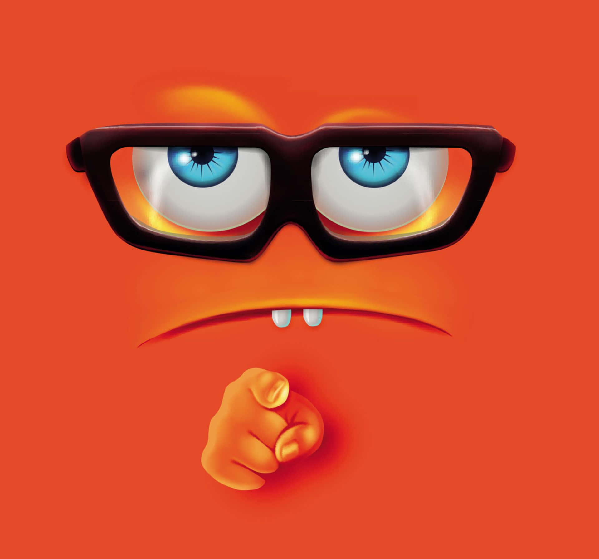 orange monster, blue eyes, glasses, Full HD Desktop Wallpaper