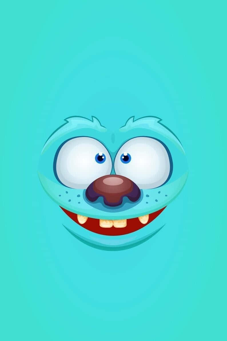 Funny Face, blue monster face, wide eyes, SD Phone Wallpaper