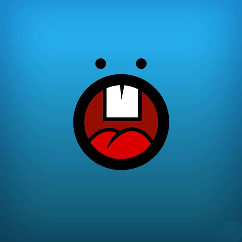 funny face, red mouth, blue background, SD Desktop Wallpaper