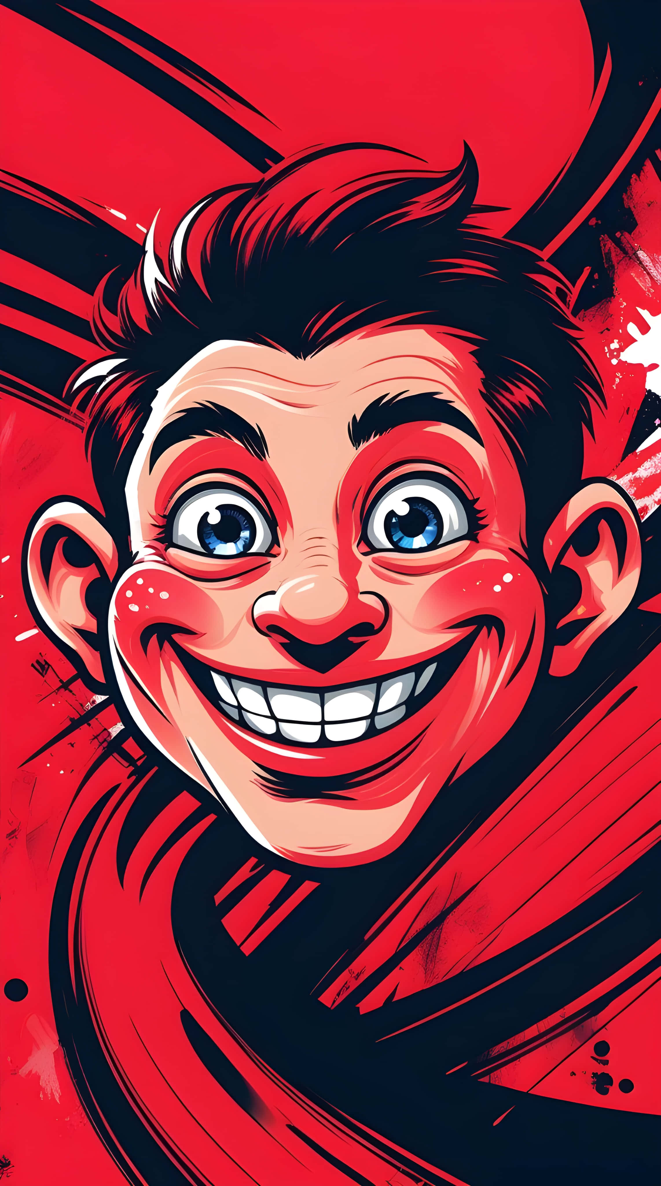 The red funny face art, cartoon man, wild red hair, 4K Phone Wallpaper