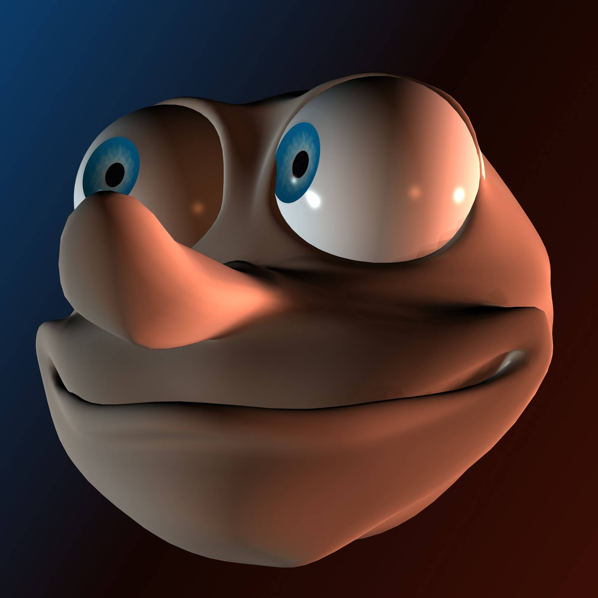 Pointed Nose Funny Face, 3D graphic, large blue eyes, Full HD Desktop Wallpaper