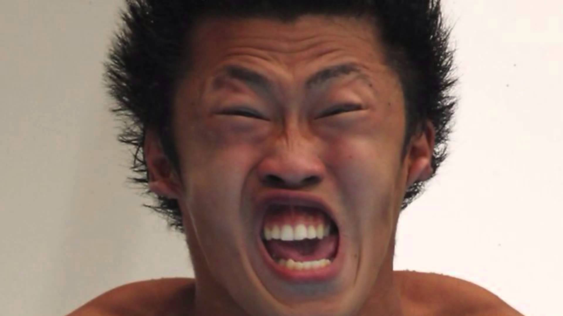 Extra Funny Face, shirtless man, screams, Full HD Desktop Wallpaper