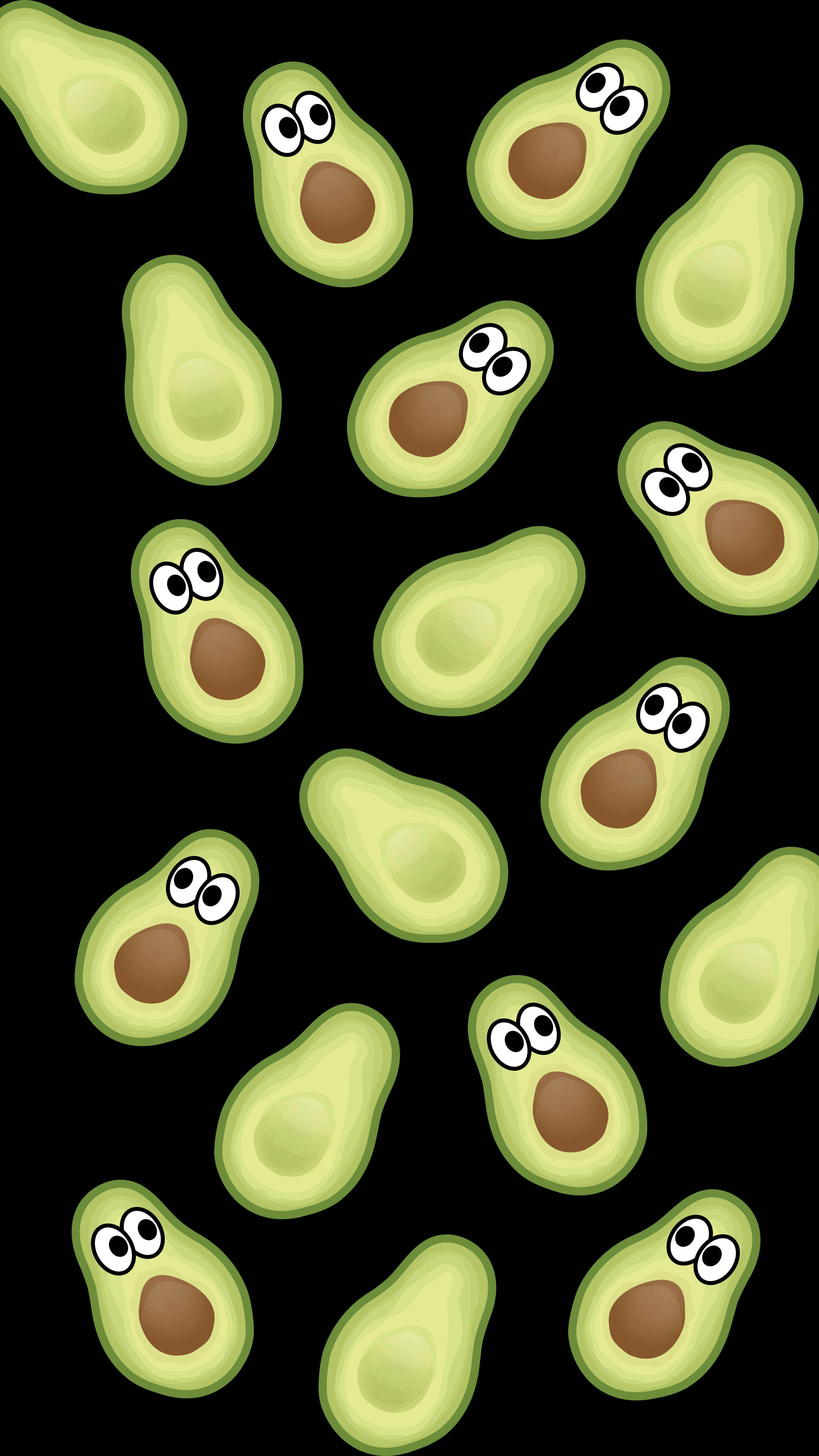 avocado, googly eyes, black background, 5K Phone Wallpaper