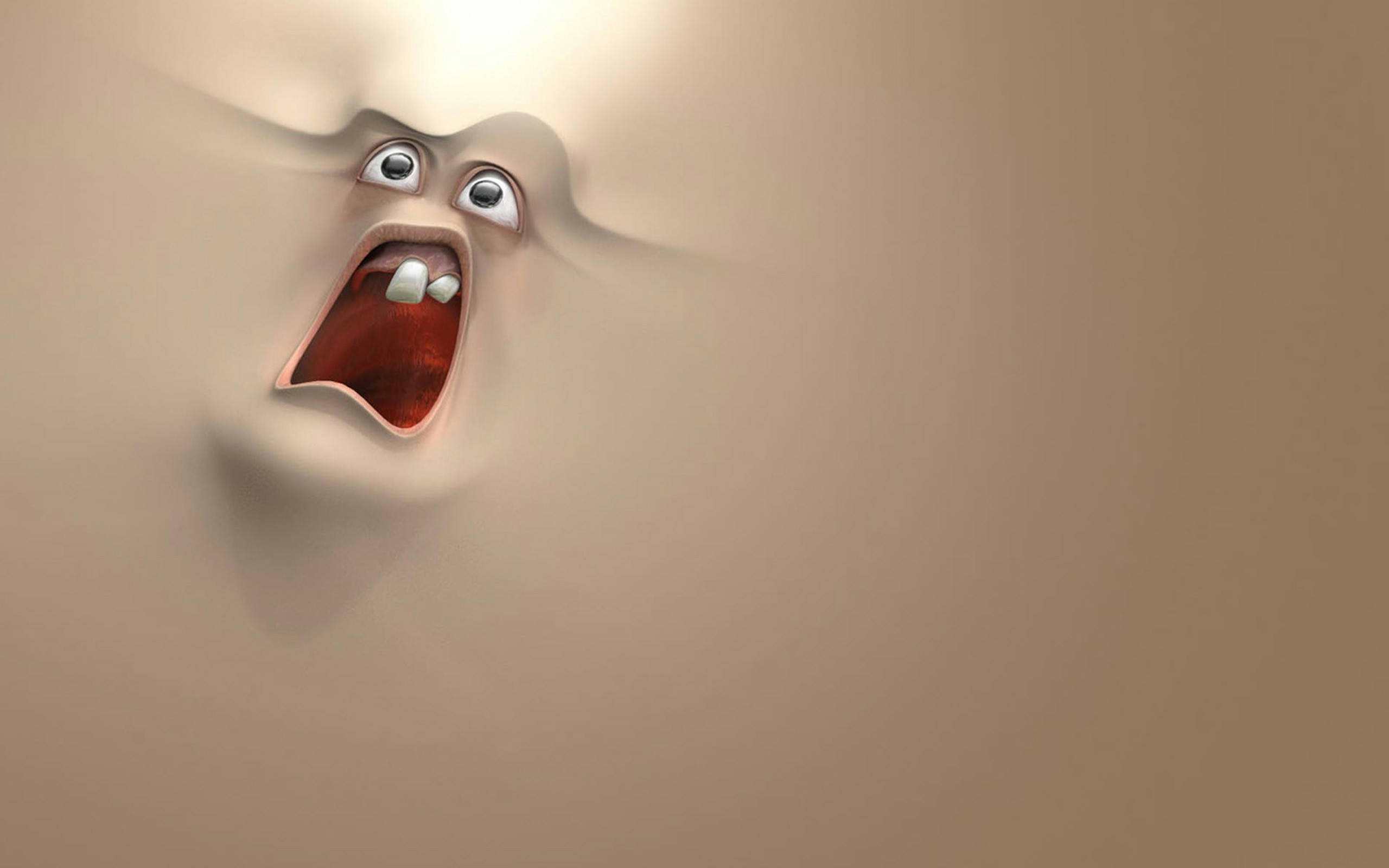 funny face scream, cartoonish face, wide eyes, 2K Desktop Wallpaper