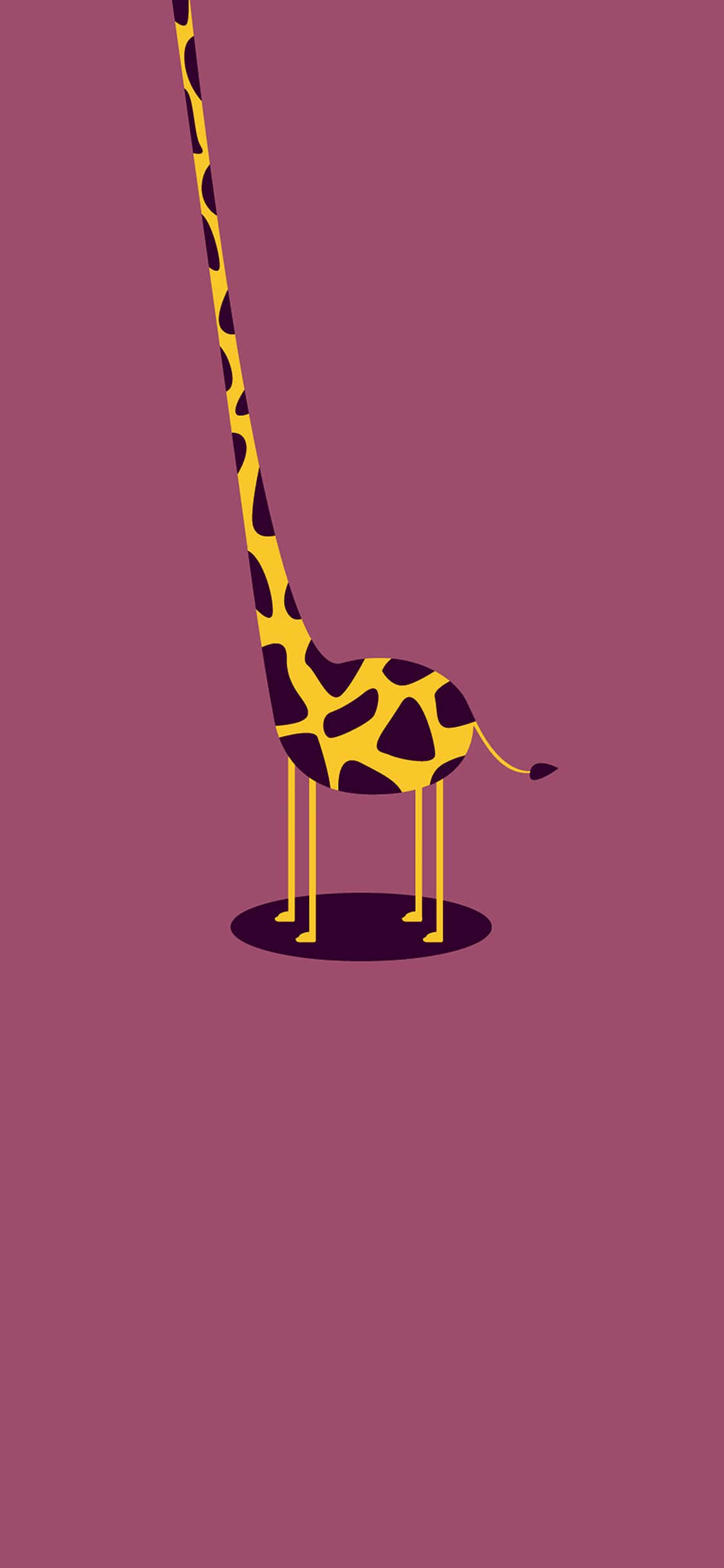 funny giraffe, mauve background, bold yellow spots, Full HD Phone Wallpaper