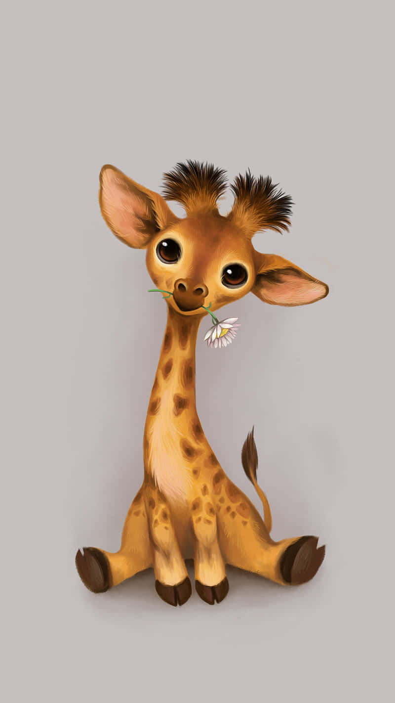 cute giraffe, daisy, big expressive eyes, HD Phone Wallpaper